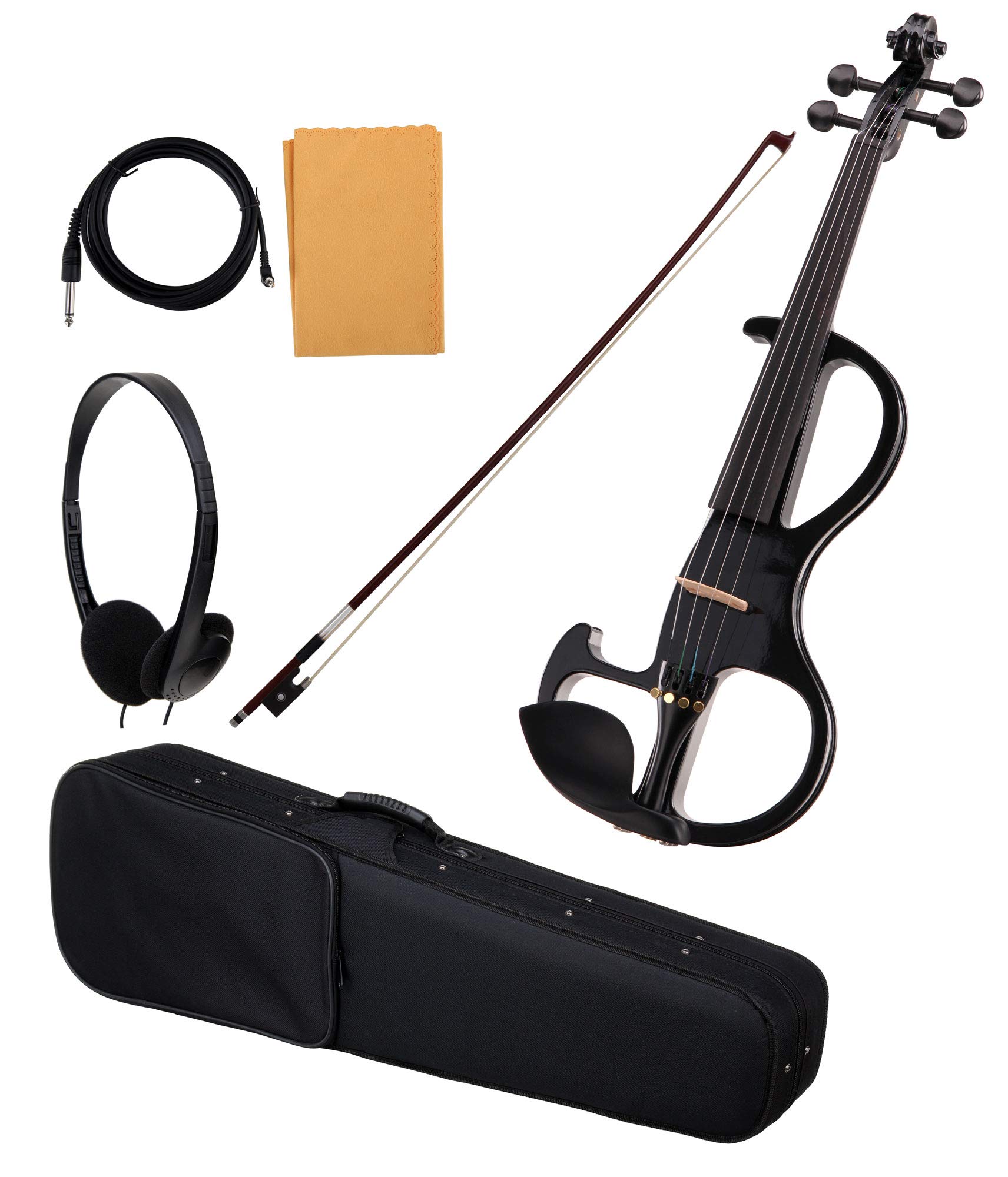 Classic Cantabile EV-90BK E-Violine (E-Geige mit Tonabnehmer, Fichte/Ahorn/Ebenholz) schwarz