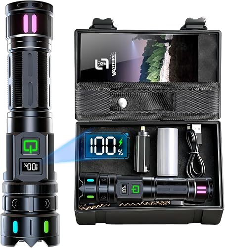 VASTFIRE Rechargeable Flashlights High Lumens, 30W Super Bright LED Flashlight with LCD Display, 3937ft Beam & 12H Long Lasting, High Powered Handheld Flash Light with Magnet for Home, Camping