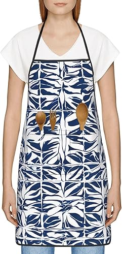 Miniatura 9 de Unisex Apron With Pocket, Blue Polynesian Maori Tribal Chef Apron For Cooking, Bbq & Crafts, Spillproof Kitchen Protection Bib With Large Utility