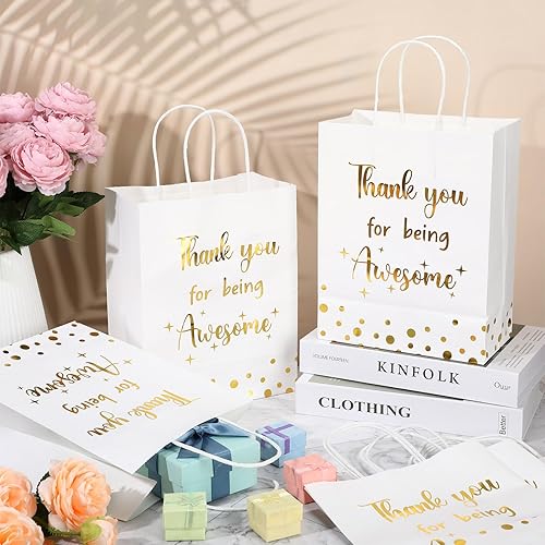 Miniatura 6 de Ctosree 20 bolsas de papel de regalo para empleados, compañeros de trabajo, colega de trabajo con asas, bolsas de regalo de agradecimiento para