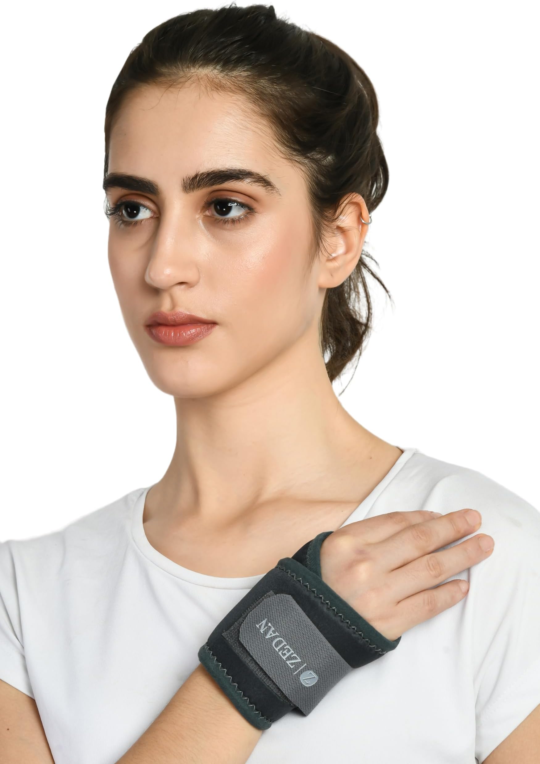 ZEDAN Neoprene Blend Wrist Band Support For Men & Women with Thumb Sports Injuries | Hand Support | Brace for Pain Relief Supporter Fit Right Left Hands - One Size (Grey)