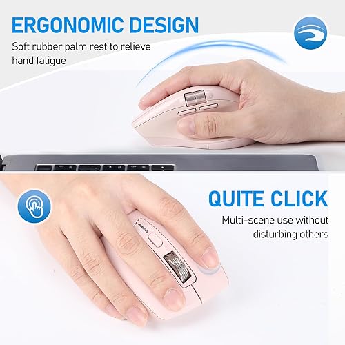 Miniatura 4 de Ratón inalámbrico Bluetooth de desplazamiento lateral con múltiples dispositivos, mouse ergonómico para computadora con desplazamiento volador