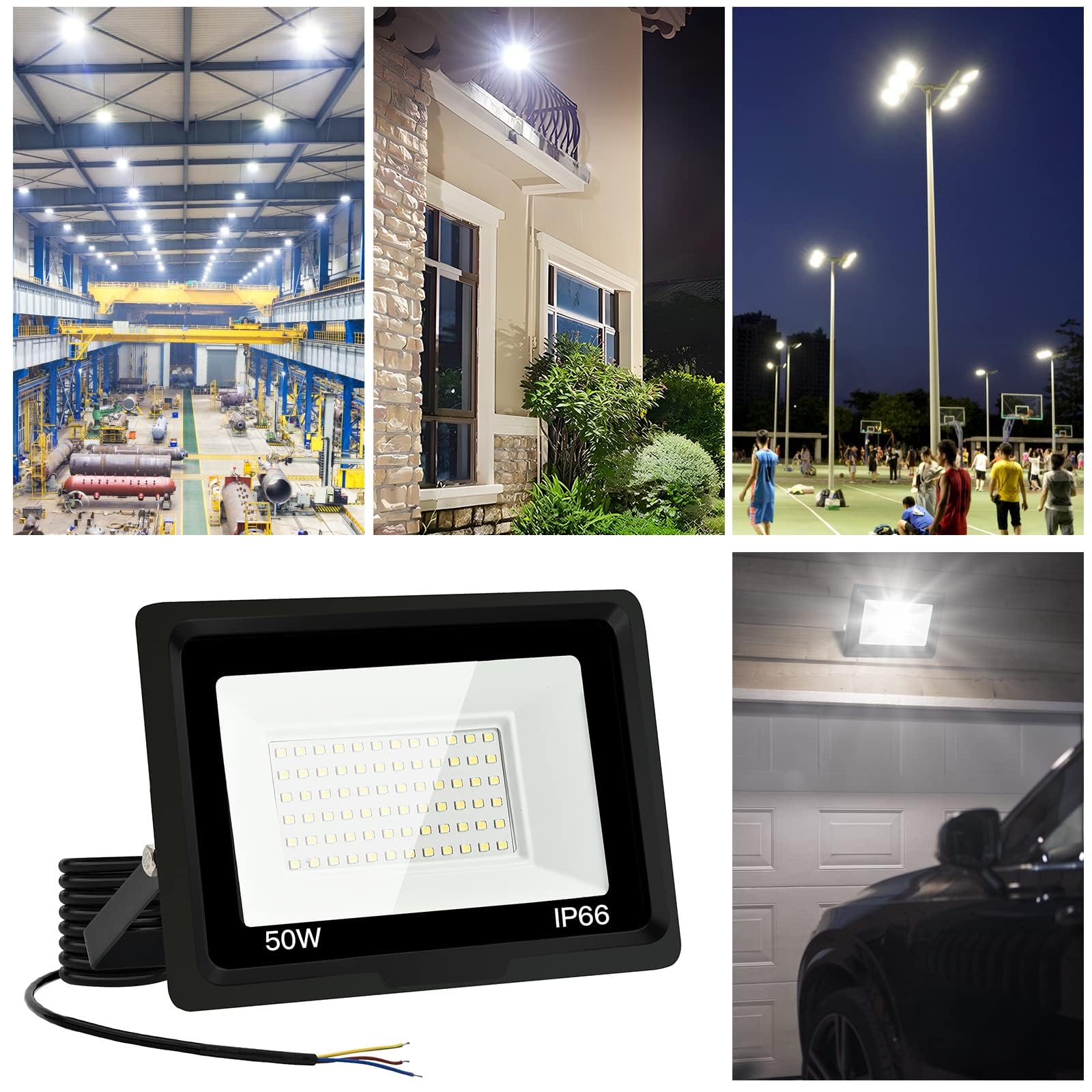 (10pack LED Strahler Außen 50W Kaltweiß 6000K 3000LM Superhell Außenstrahler LED Fluter IP66 Wasserfest LED Außenleuchte Flutlicht LED-Strahler für Hinterhof, Garage, Flur,Garten