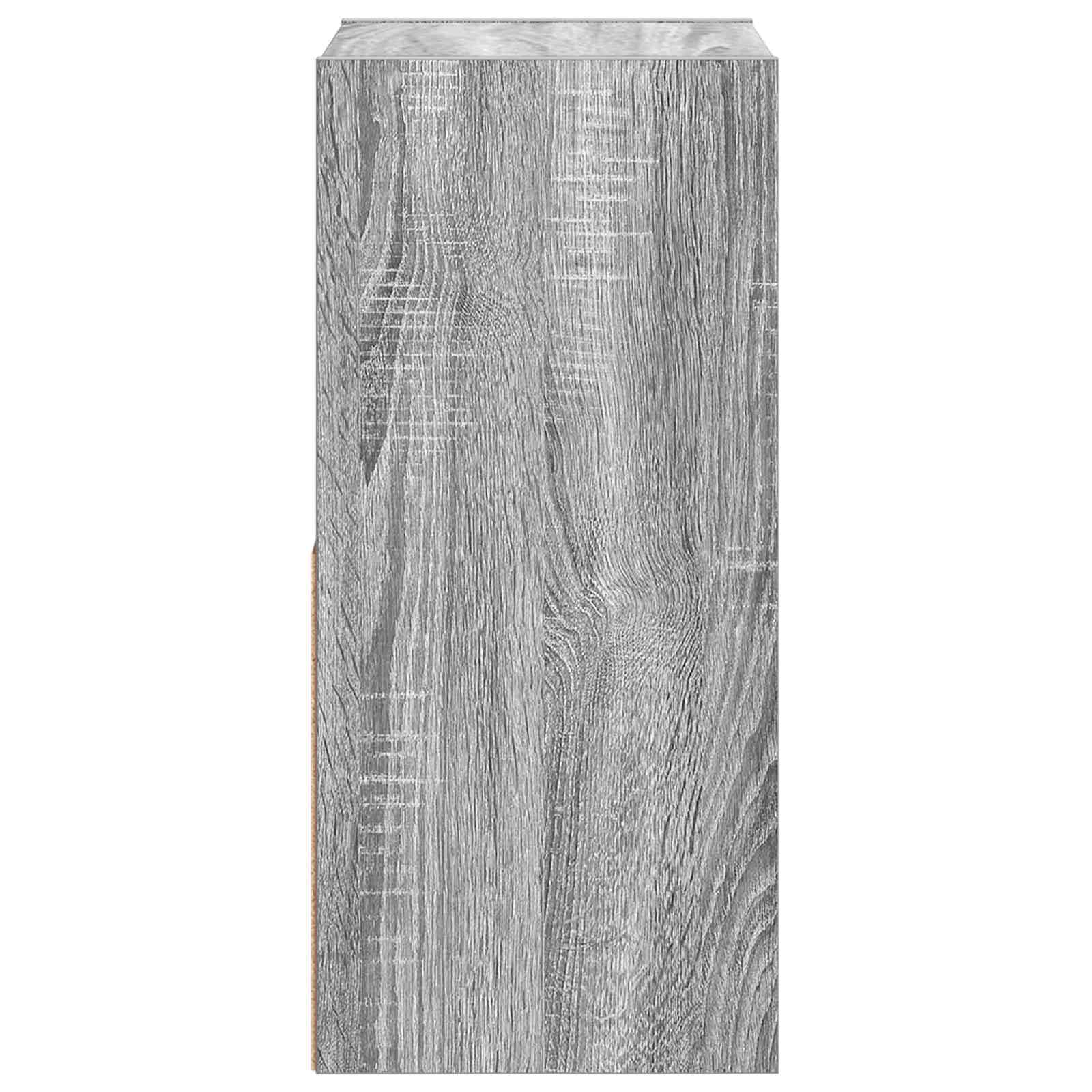Zestaw szafek nocnych z materiału drewnopochodnego w kolorze szarym Sonoma, 2 sztuki, 30,5 x 27 x 59,5 cm, stolik nocny z szufladą, półką i regałem, do sypialni, salonu, korytarza