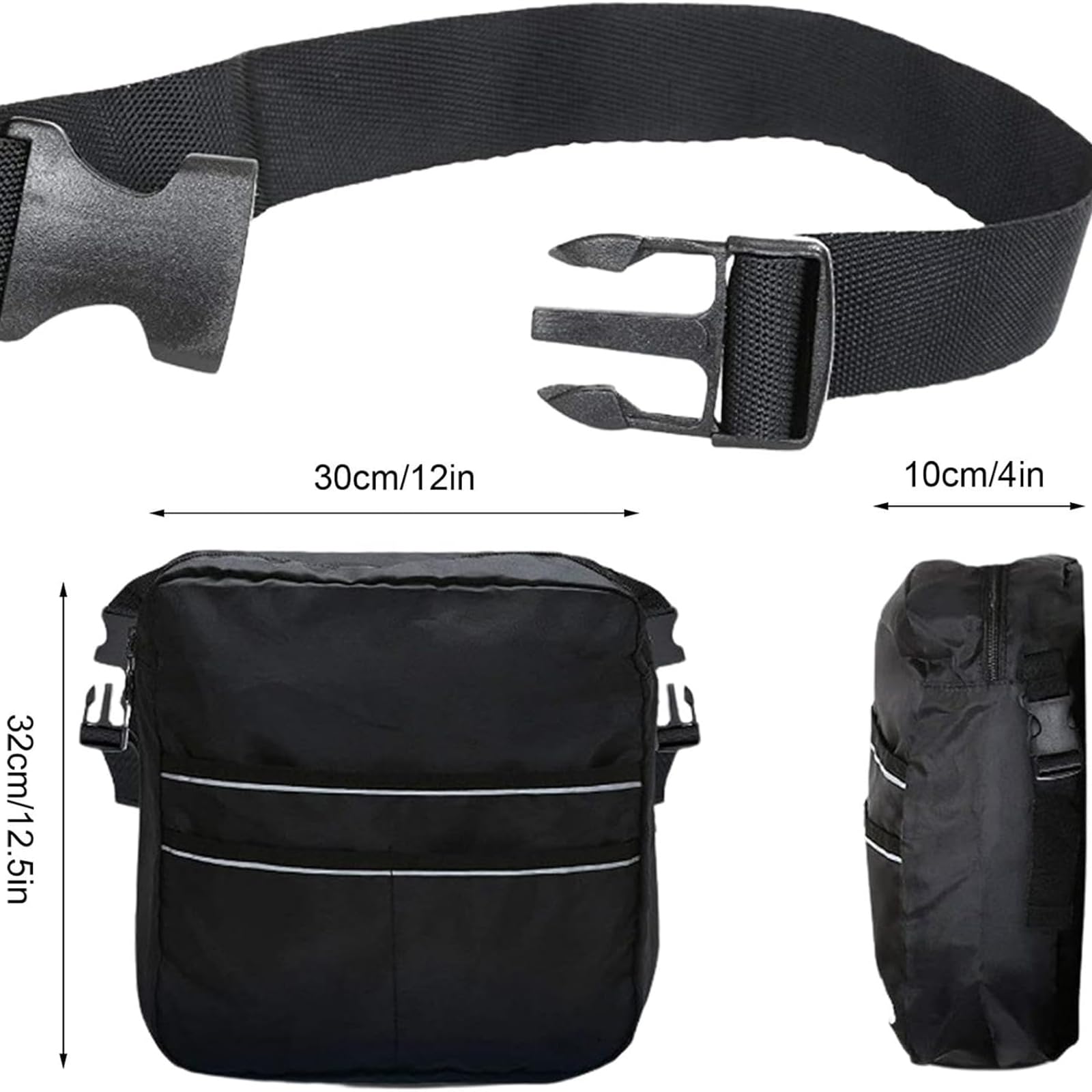 Borsa Zaino Posteriore Sedia a Rotelle, Pieghevole 600D Oxford Impermeabile portaoggetti appendere sul retro, per Ausili Deambulazione Anziani Conservazione dei Medicinali (Black,12 x 4 x 12.5 inches)