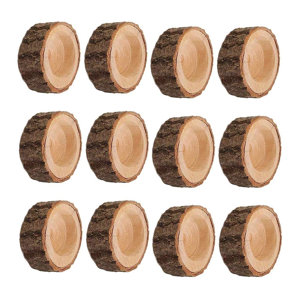 CTRLZS 12Pcs Wooden Candle Holder,Votive Tealight Holder for Wedding Party for Table,Halloween Christmas Party Home Decor