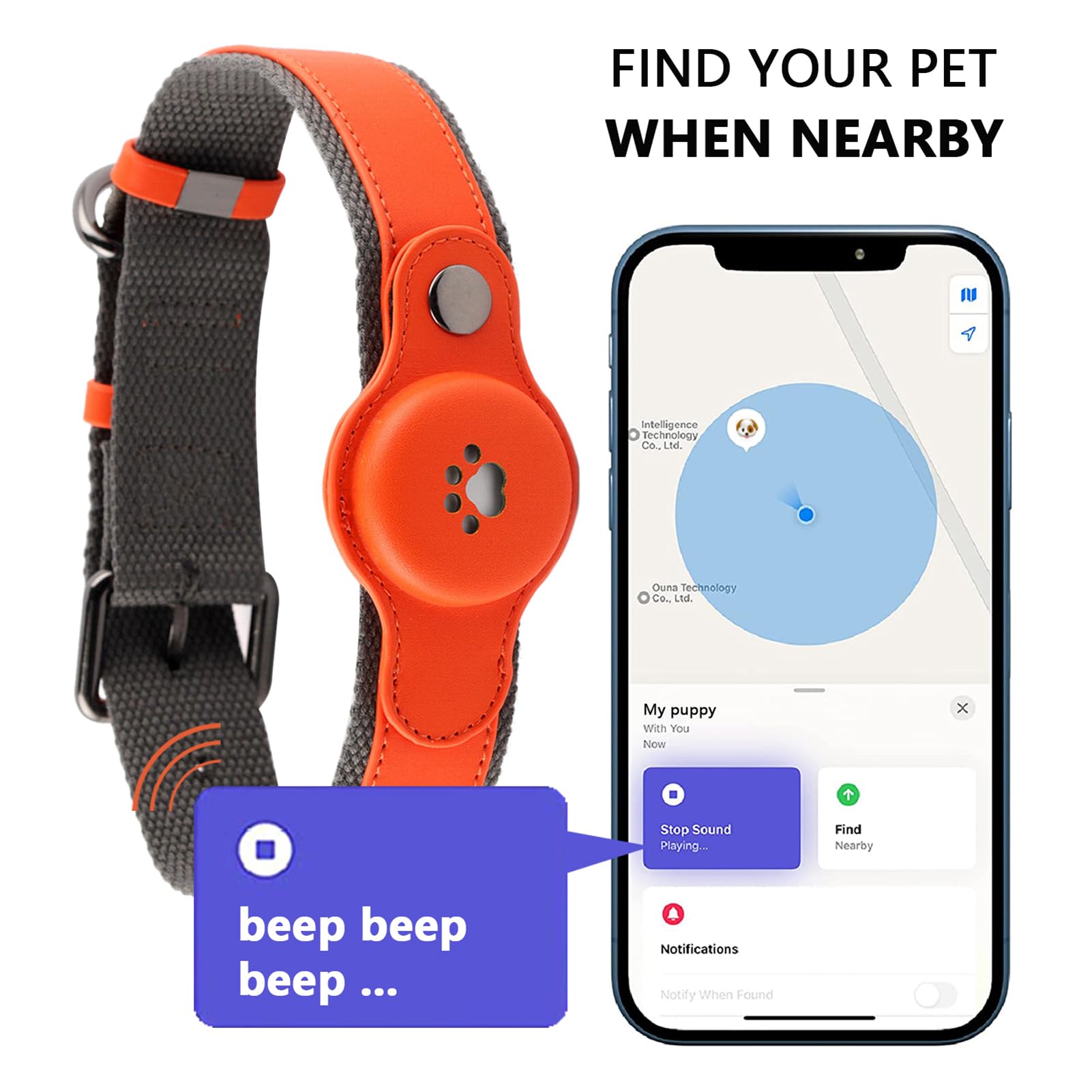 Obroża GPS Tracker dla psów, wodoodporna, lokalizacja GPS w czasie rzeczywistym dla psów, kotów, bagaż, bez opłaty miesięcznej (srebrna)