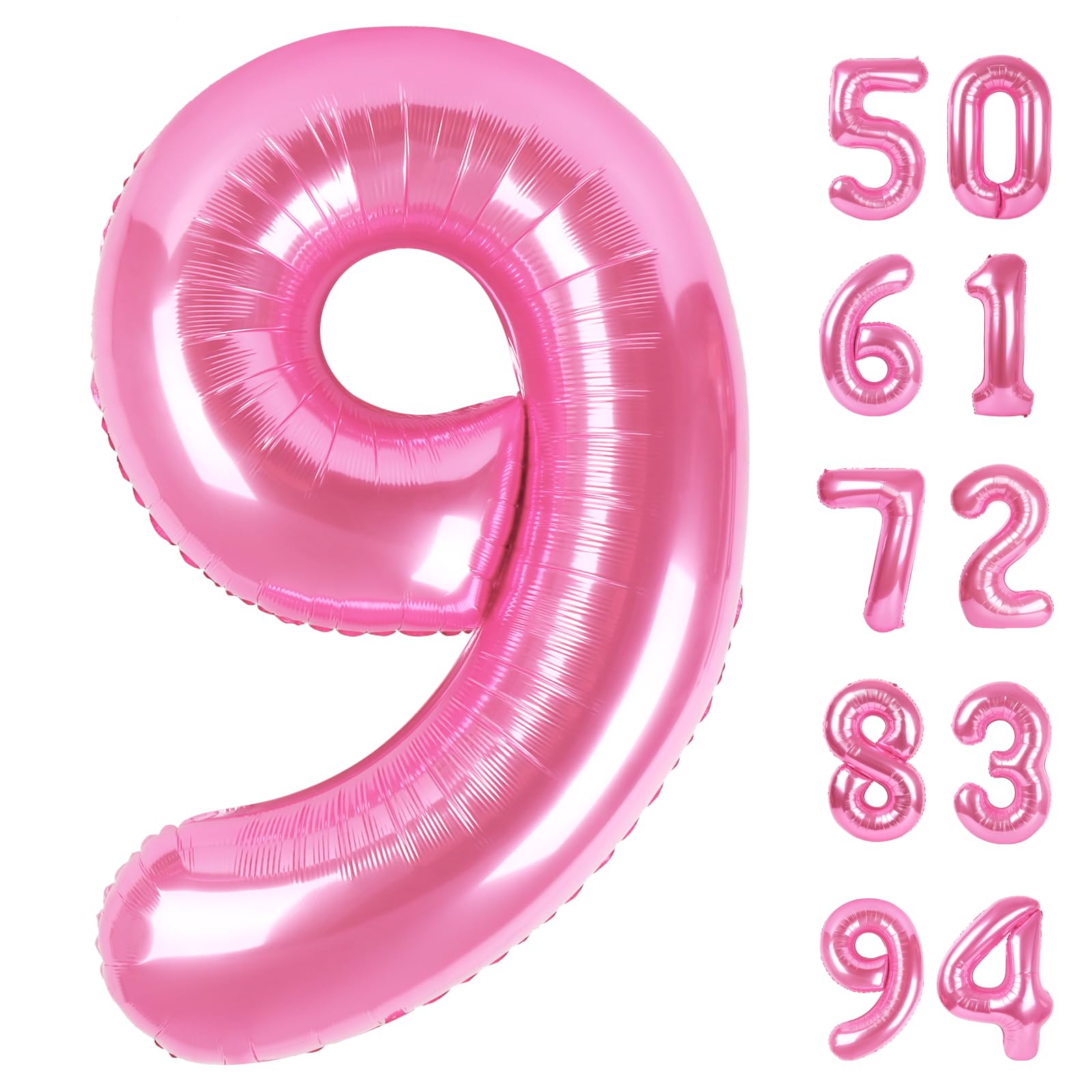 IWERP Pink Number 9 Balloon 40 Inch | Giant Birthday Decorations for 9th, 19th, 29th Parties - main product image