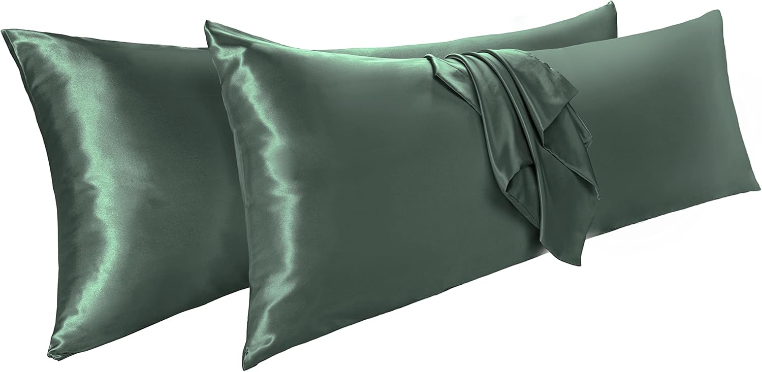 Vonty 2Pcs Body Satin Pillowcases 20x54 Pillow Cases
