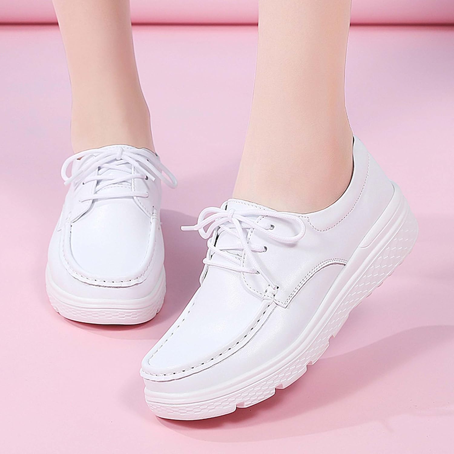 Women's Lightweight Nursing Shoes Comfortable Leather Loafers - Image 2