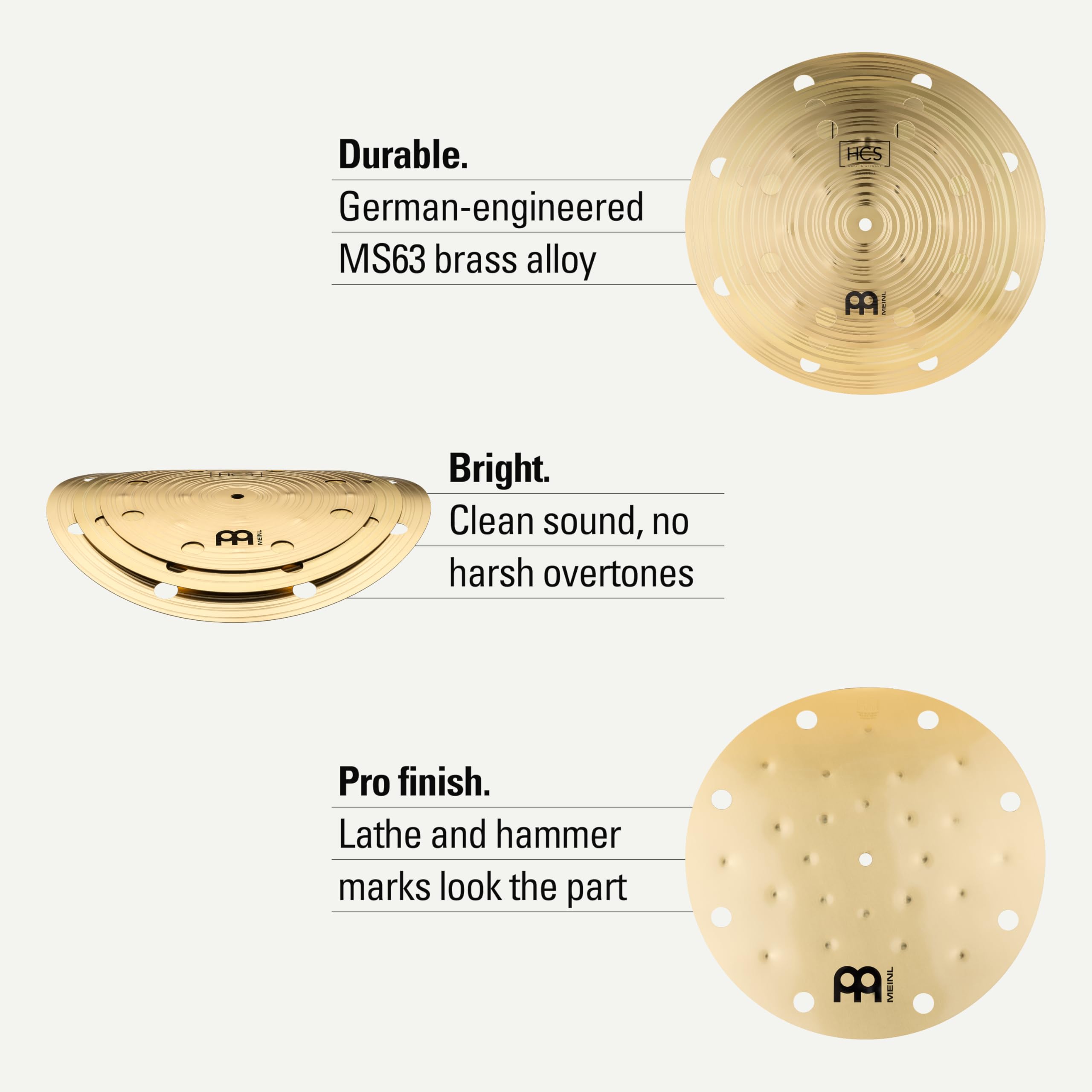 Meinl Cymbals HCS Smack Stack 10/12/14 Zoll (Video) Schlagzeug Becken (35,56cm) Messing, Traditionelles Finish (HCS024SM)
