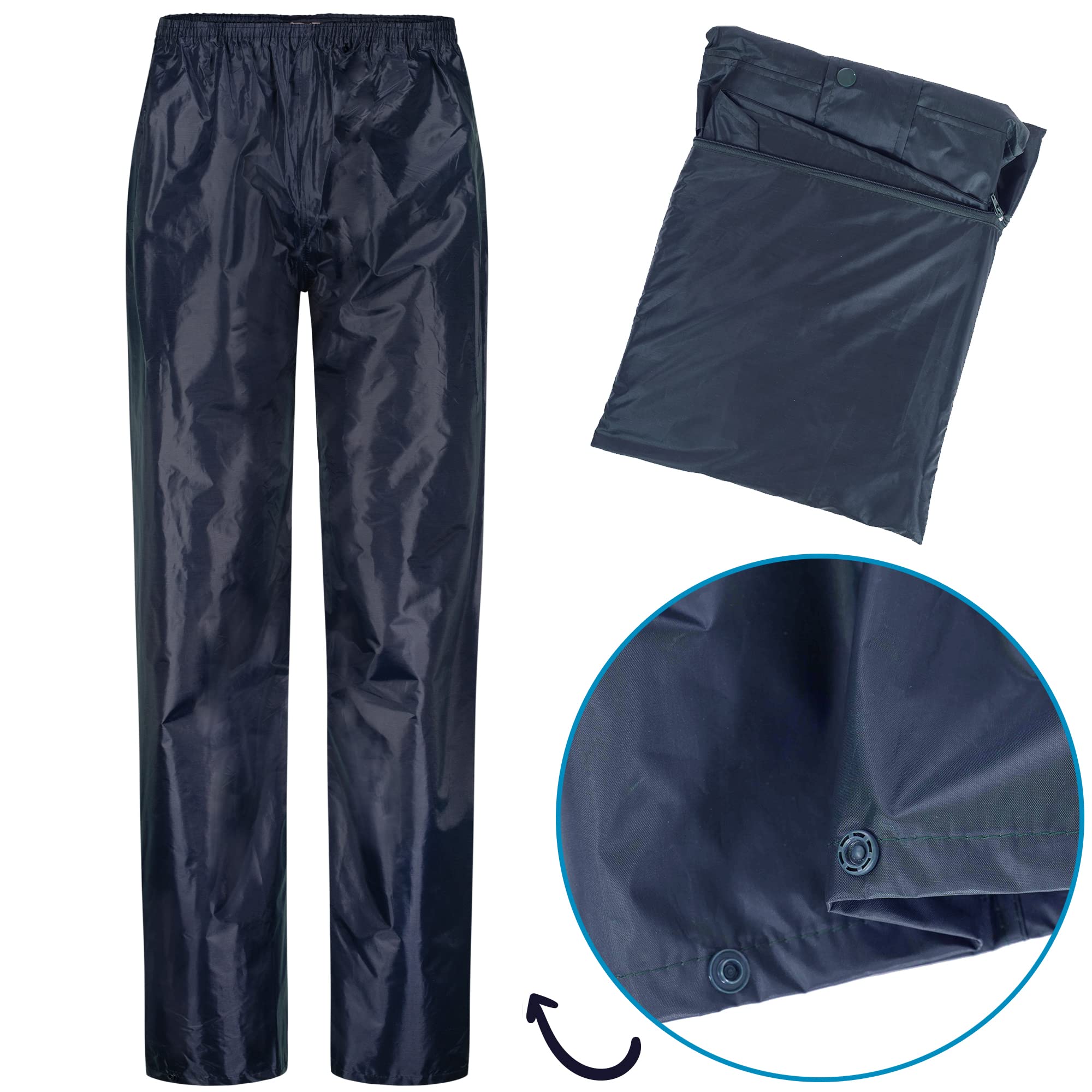 BWOLF Himalaya - Tuta antipioggia da uomo, a maniche lunghe, impermeabile, con elastico in vita, giacca con cappuccio, giacca antipioggia + pantaloni da pioggia, 2 tasche