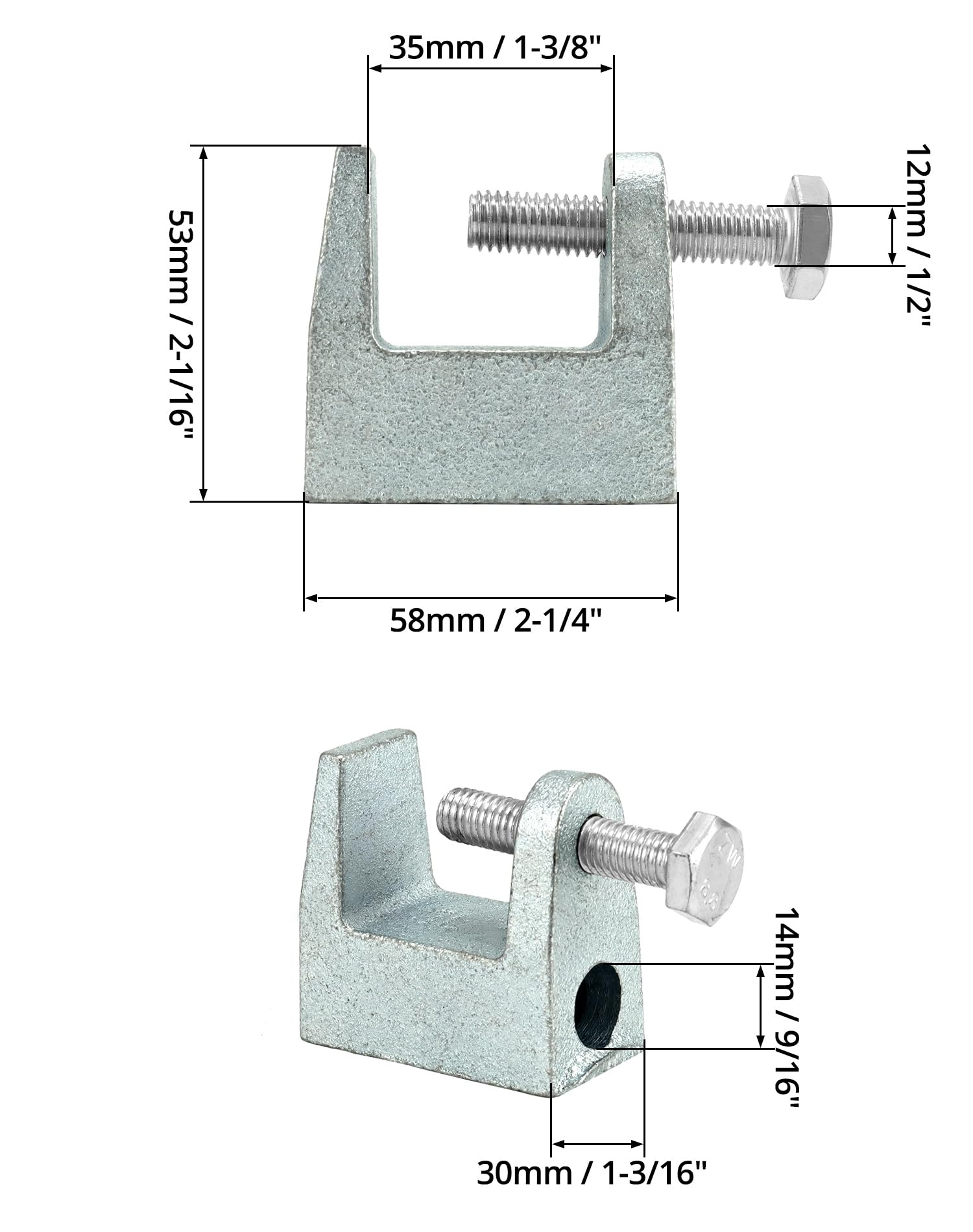 QWORK® 10 piezas soporte de abrazaderas para vigas, acero galvanizado, M12 (12 mm), para construcción de puentes, ingeniería de construcción