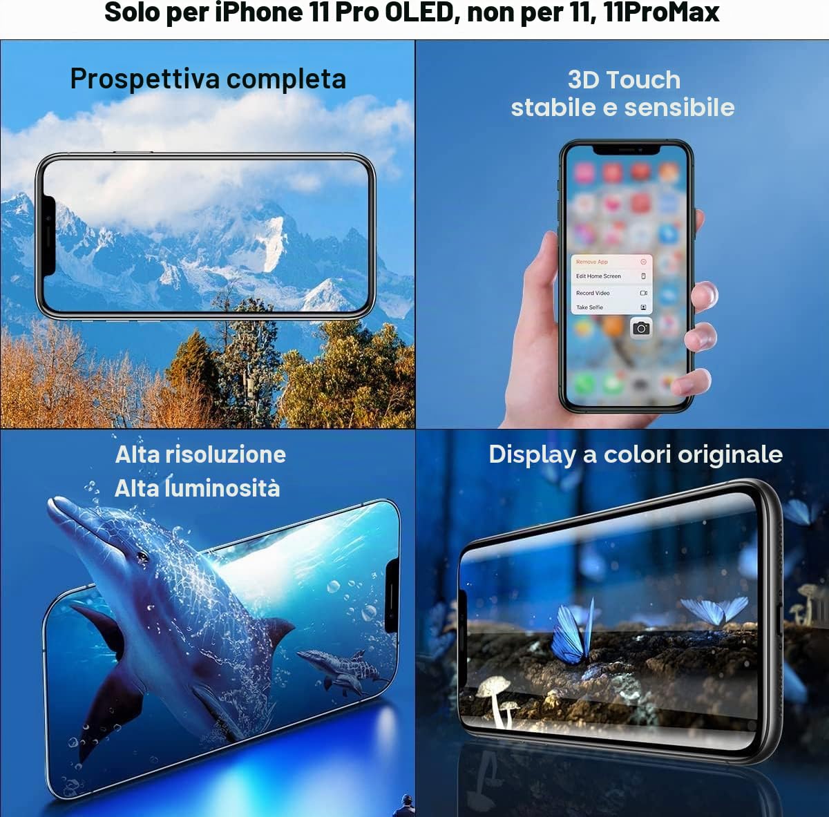 EFaith Schermo per iPhone 11 Pro 5,8" OLED Full HD Schermo di Ricambio 3D Touch Digitizer Assembly con Kit di Riparazione Completo + Protezione Schermo + Adesivo Impermeabile Modello A2160/A2217/A2215