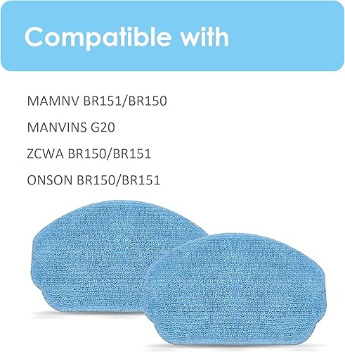 Miniatura 2 de 4 almohadillas de repuesto para trapeador MAMNV BR150BR151, ZCWA BR150BR151, ONSON BR150BR151, MANVINS G20, robot aspirador y fregona accesorios