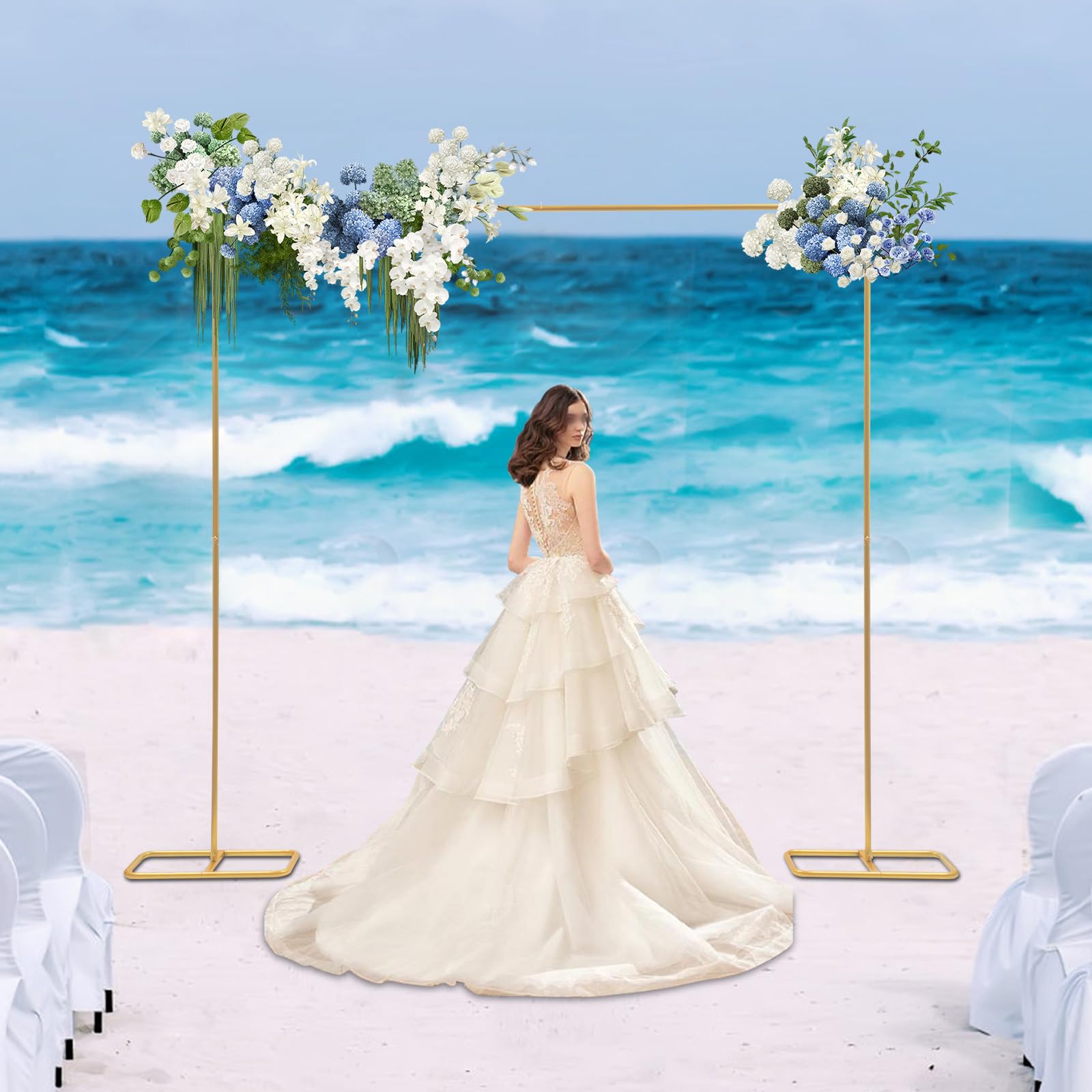 POTYYH Arche De Mariage En Métal - Arche De Fond Carrée - Support Pour