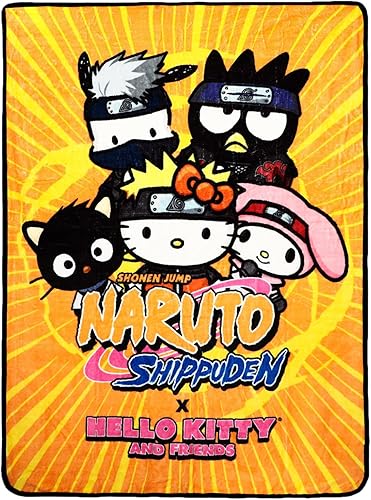 Bioworld Manta de forro polar de Naruto x Sanrio Kawaii