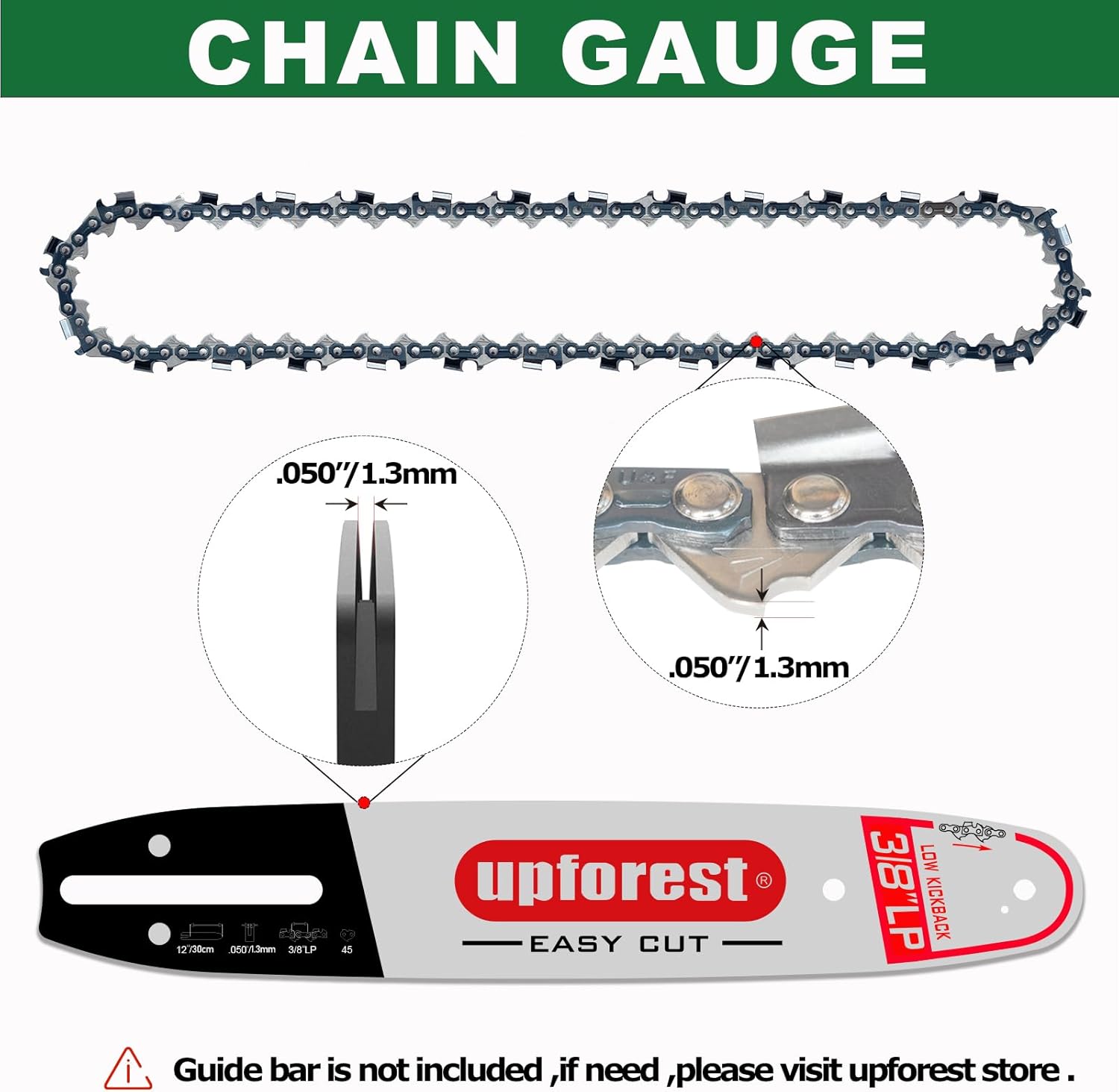 12 Inch Chainsaw Chain 3/8"LP Pitch- .050" Gauge 45 Drive Links - 91PX45CQ Fits Echo 2511T/271T, Greenworks 20262/20292, Craftsman, Husqvarna, Remington- S45(91EOP45X3)