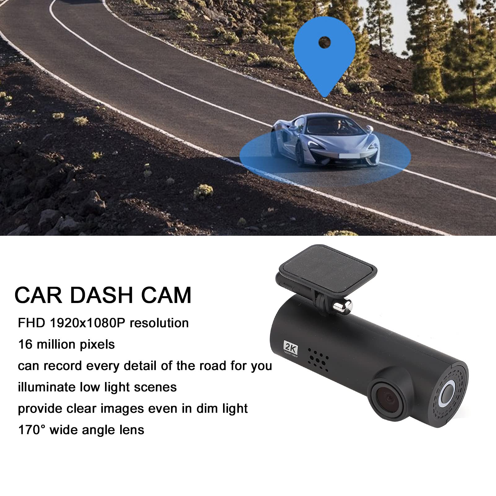 High Definition WiFi Dash Camera Recorder 170° Wide Angle G Sensor for