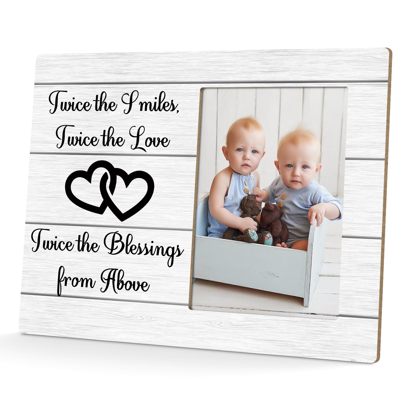Twin Boy Mom Gifts Baby Shower Gifts for Twins 4x6 Picture Frame Pregnancy Gift for New Mom Baby Gift for Twins Newborn Infant Pregnancy Announcement Birthday Mother's Day Wooden Photo Frame