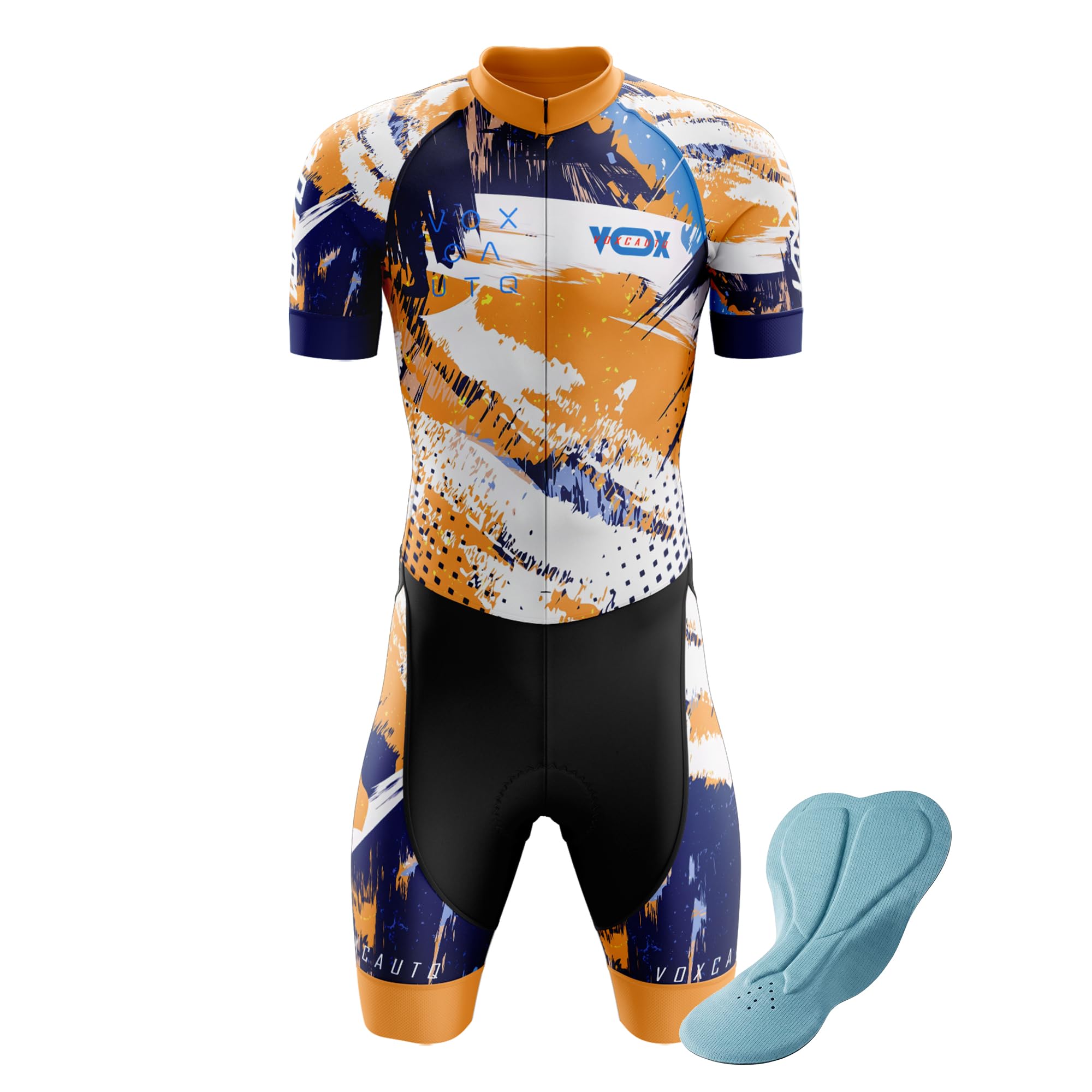 Kurzarm Radsport Einteiler für Herren mit verdicktem Polster | Radtrikot Rennrad Anzug für Langstrecke | Fahrradbekleidung für Indoor Cycling, Spinning & Triathlon