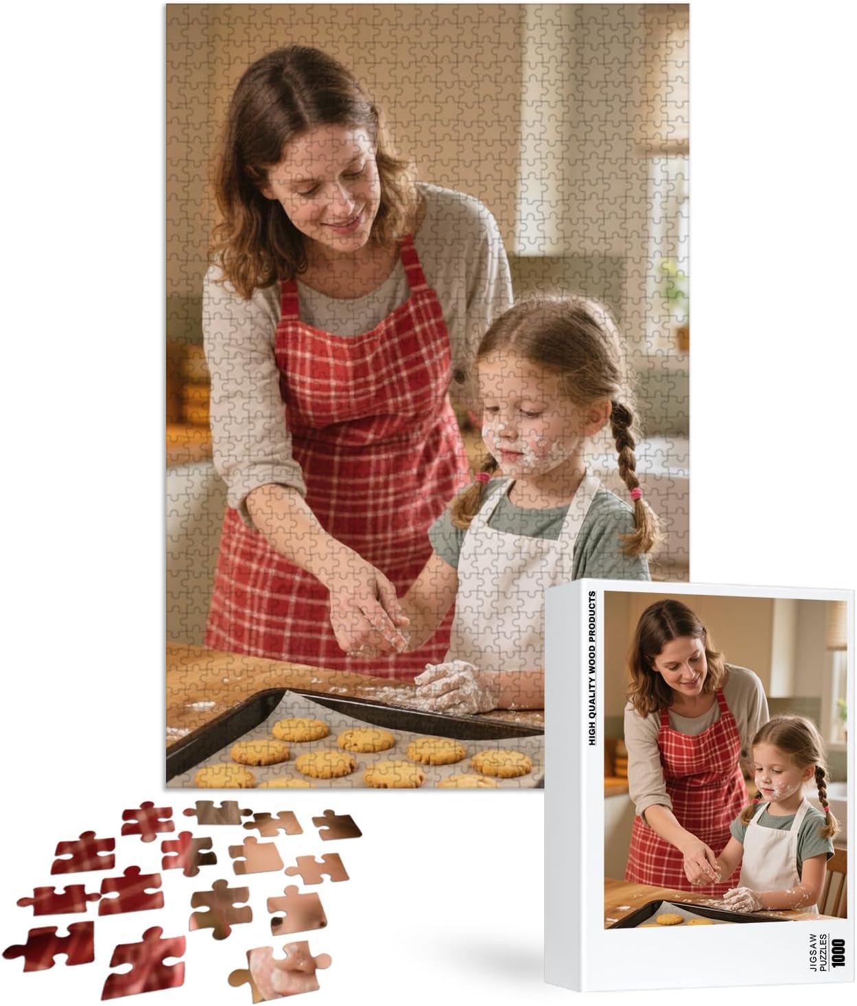 Custom Puzzles from Photos, Personalized Natural Wood Puzzle with 120/200/300/500/1000/1500 Pieces, Customized Jigsaw Puzzles for Adults, Family, Pet, Mother's Day, Pet