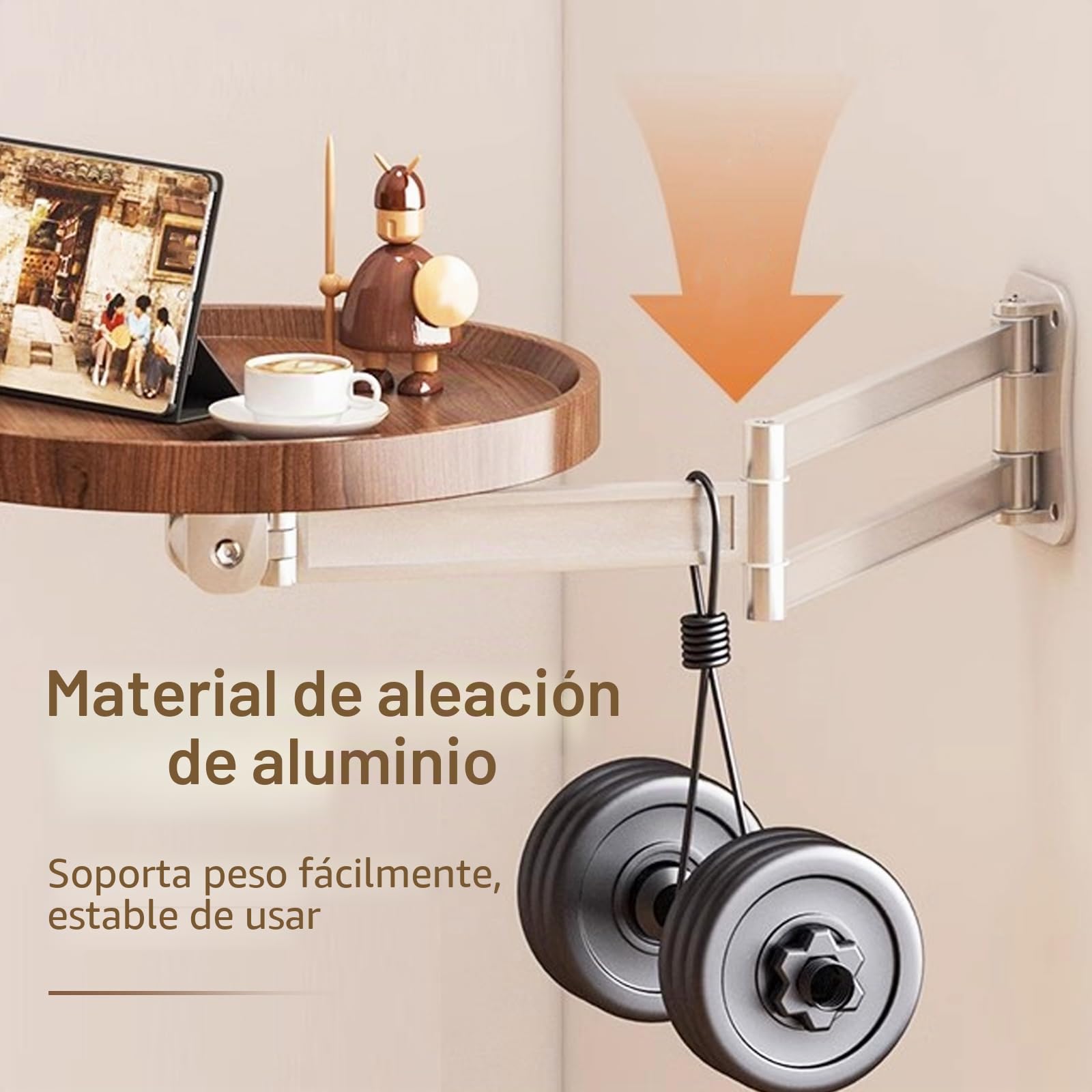 Mesa Plegable Redonda De Pared, Ajuste Libre De 720° Mesas Plegables Escritorio Plegable De Pared Mesita De Noche De Pared Que Ahorra Espacio para Dormitorio SalóN Y BalcóN (Nogal)