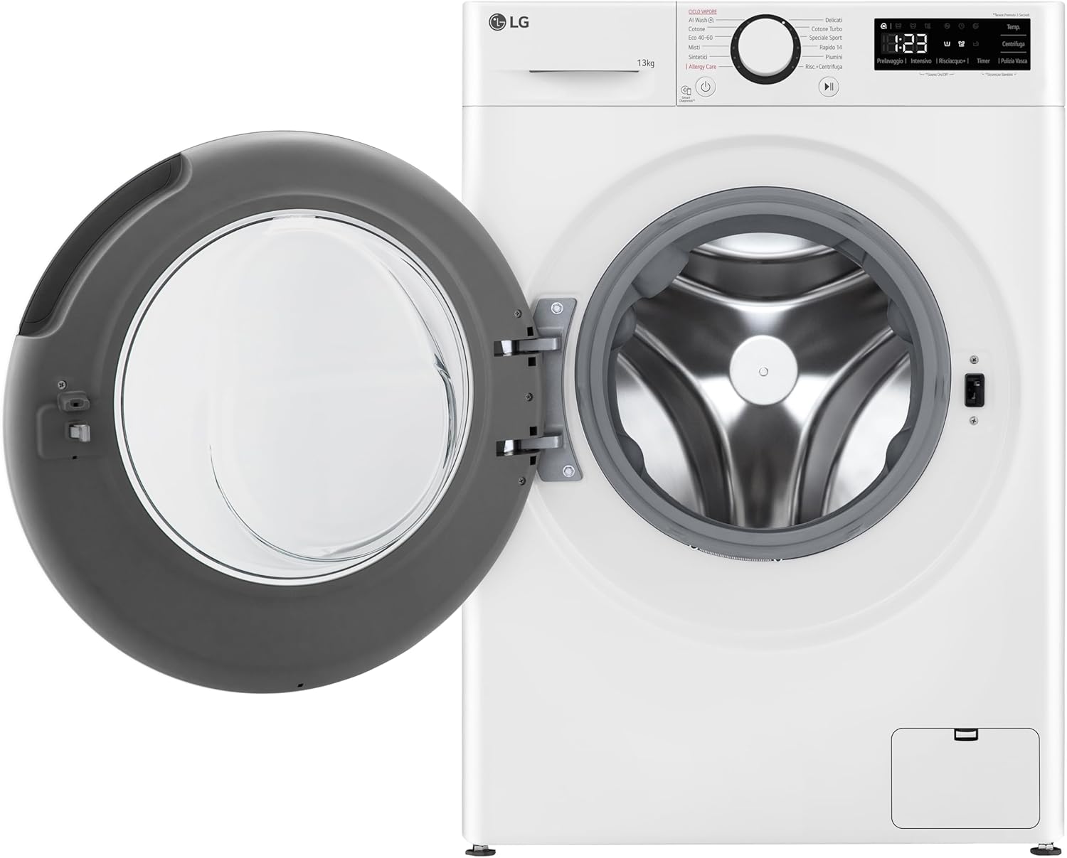 LG AI DD F4R3013NSWB Lavatrice Classe A -10%, Carica Frontale Serie R3, Lavatrice 13kg, 1400 giri, AIWash, Lavaggio a vapore, Motore Direct Drive, Smart Diagnosis, Libera installazione, Bianca           [Classe di efficienza energetica A]