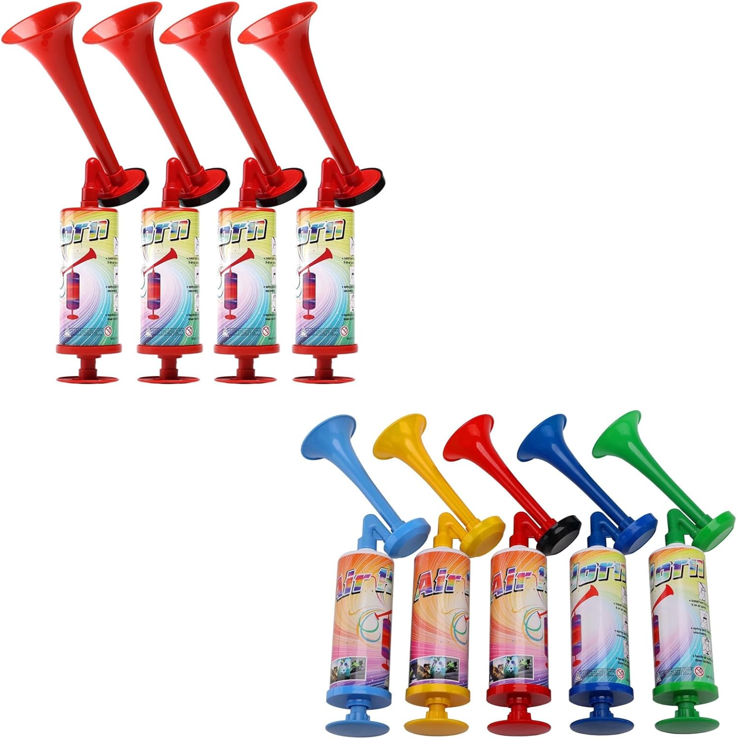 FARBIN Large ABS handheld horn 4PCS Portable Pump Air Horn for Sports Events Hiking Boating with Mini handheld horn 5pcs