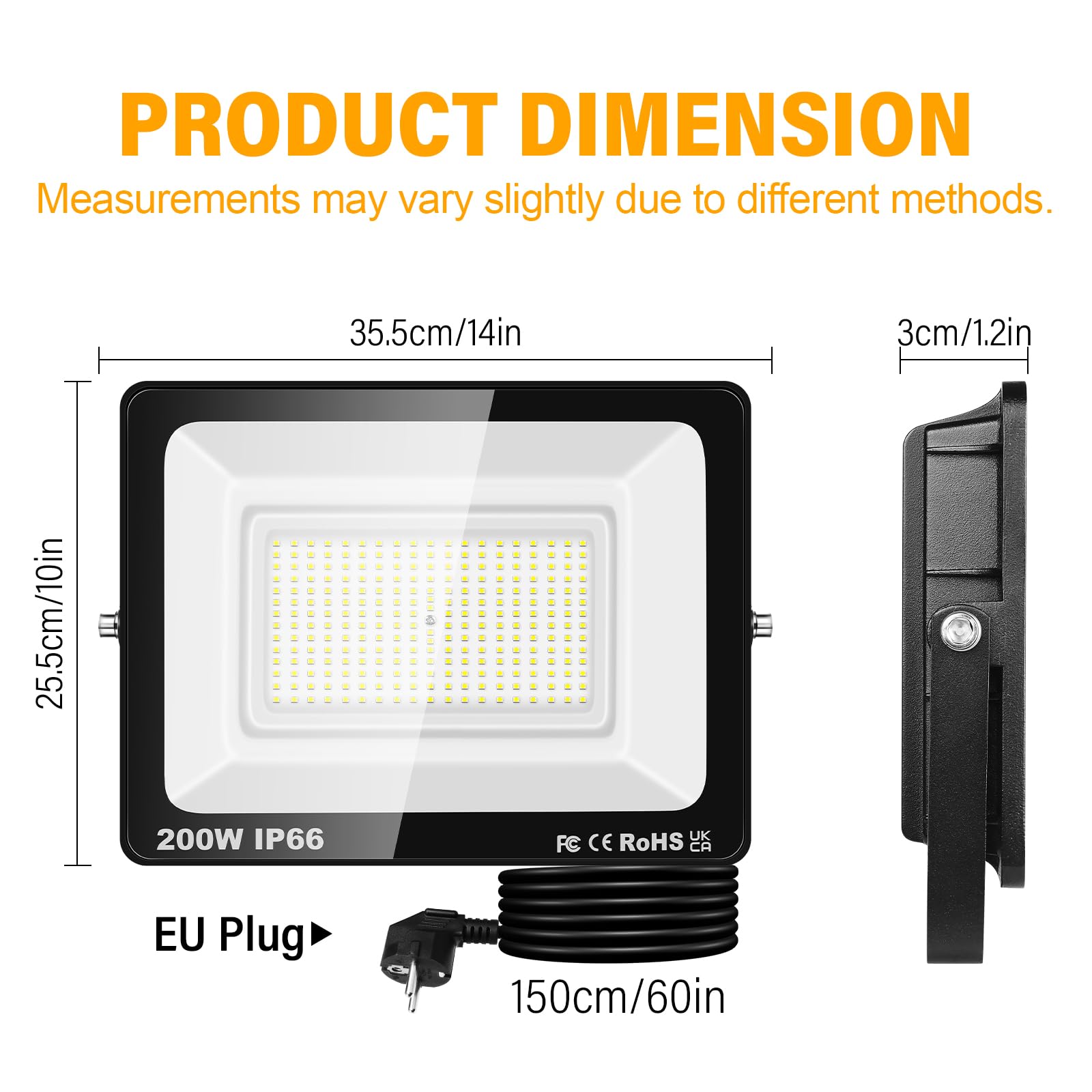 AUXTINGS 2 Stück 200W Led Strahler Außen mit Stecke, 20000LM Scheinwerfer Aussen IP66 Fluter 6000K Kaltweiß Aussenstrahler Flutlichtstrahler mit 150cm Cable für Garten Hinterhof Garage Terrassen