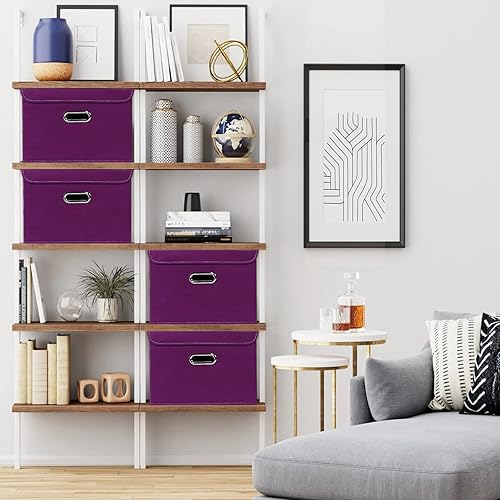 Vista 67 de STOREONE Contenedores de almacenamiento de tela, contenedor organizador plegable con tapas y asas de metal, para el hogar, dormitorio, armario, 3