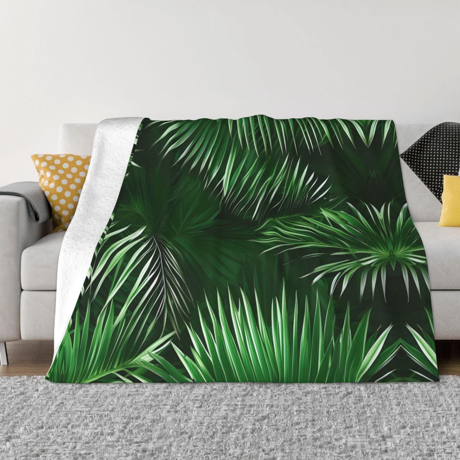 Couverture en flanelle douce EdWal au design végétal haut de gamme