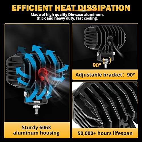 Miniatura 7 de Auxbeam Cápsulas LED de cubo de 4 pulgadas, luces superbrillantes de 60 W, luces auxiliares de conducción de inundación, luz de conducción de