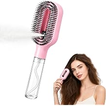 Hair Brush with Water Spray, 2-In-1 Wet & Dry Detangling Brush With Built-In Water Spray Fine Mist Sprayer, Portable Hairbrush for Curly, Wavy & Straight Hair Anti-Frizz Travel Gym Office