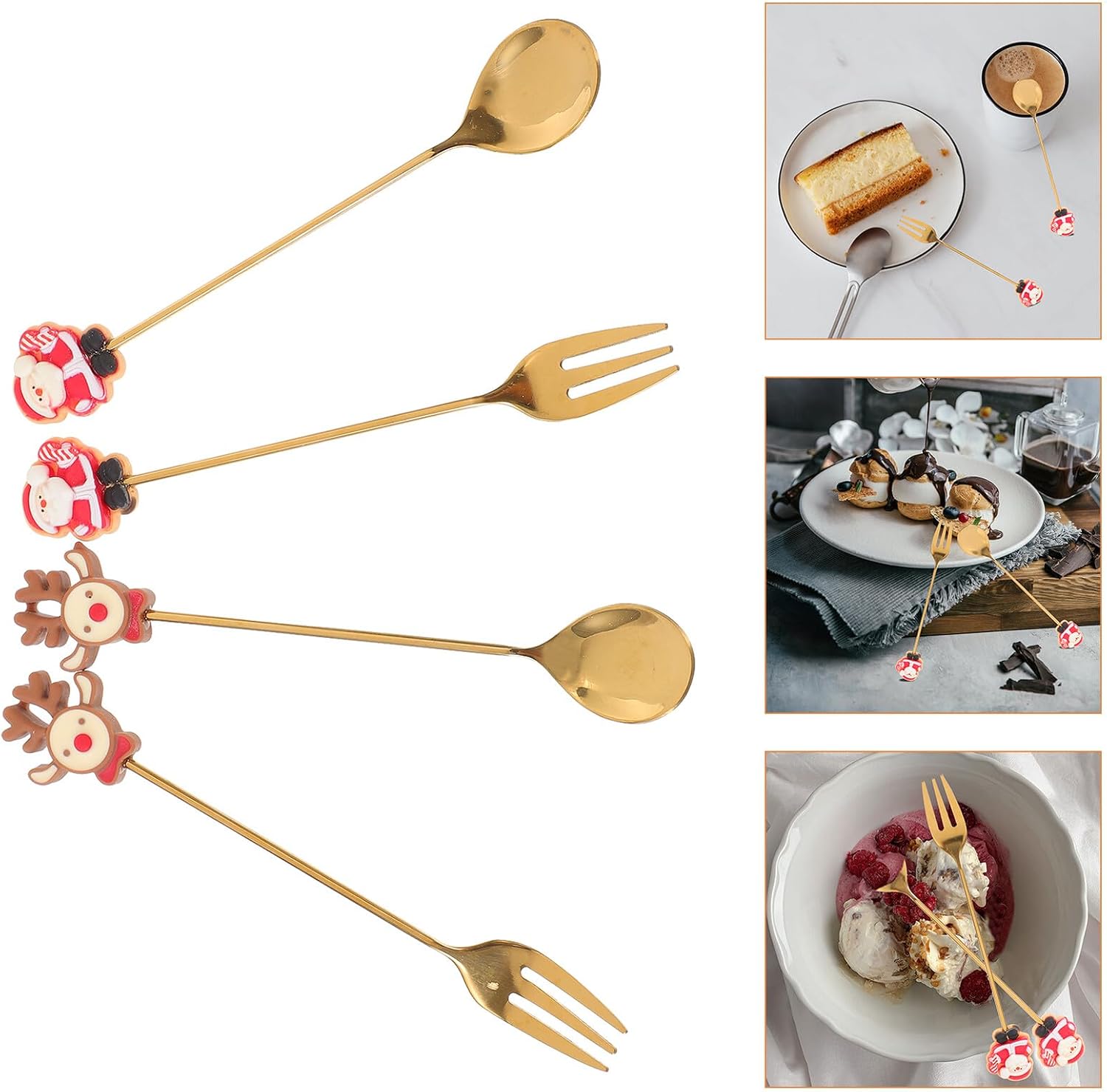 Xmas Spoon Kit Stainless Steel Resin Christmas Party Flatware