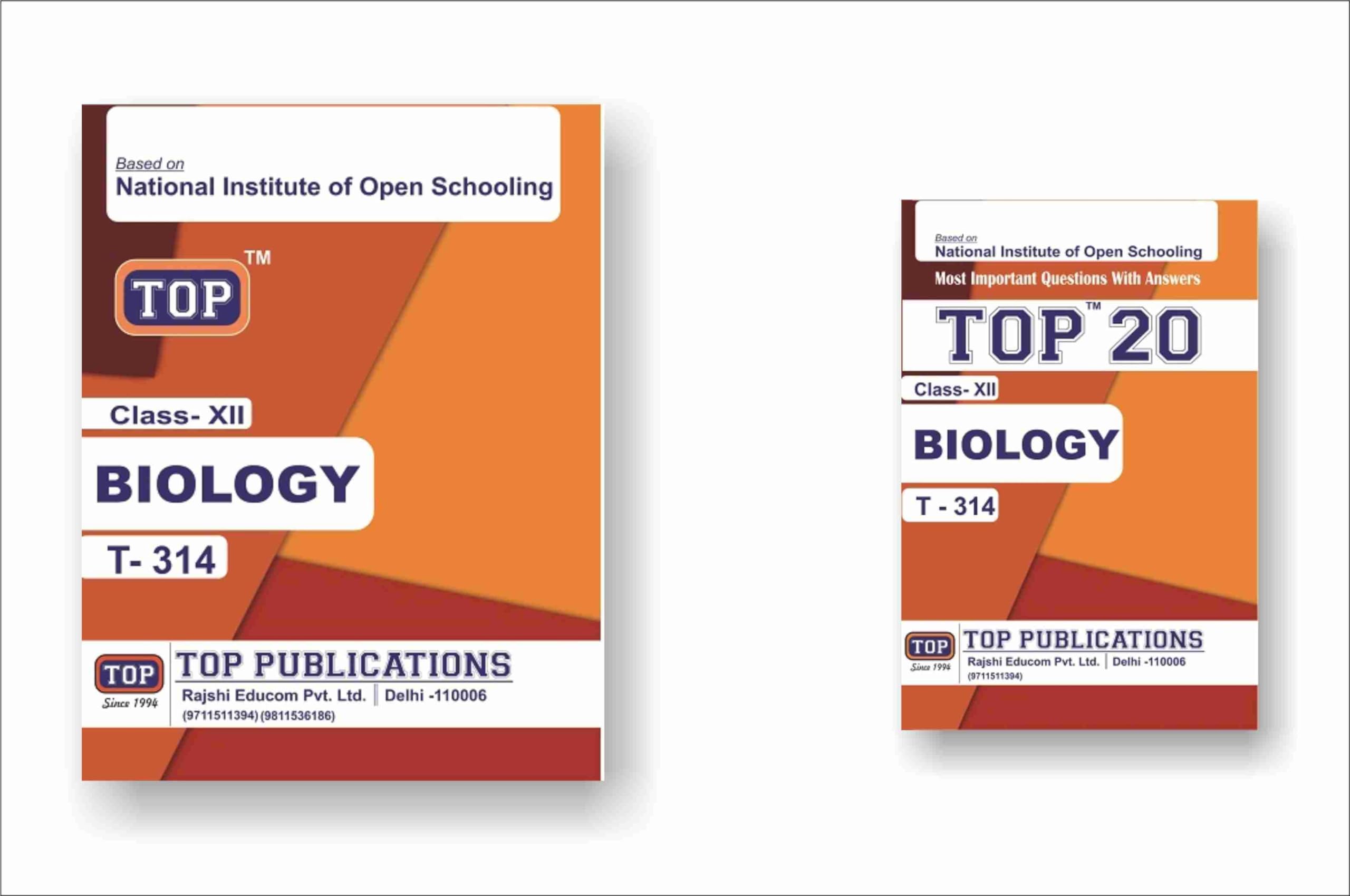 TOP NIOS Class 12 Biology 314 Guide + TOP 20 Most Important Question Answers (Mini Book) - Set of 2 Books
