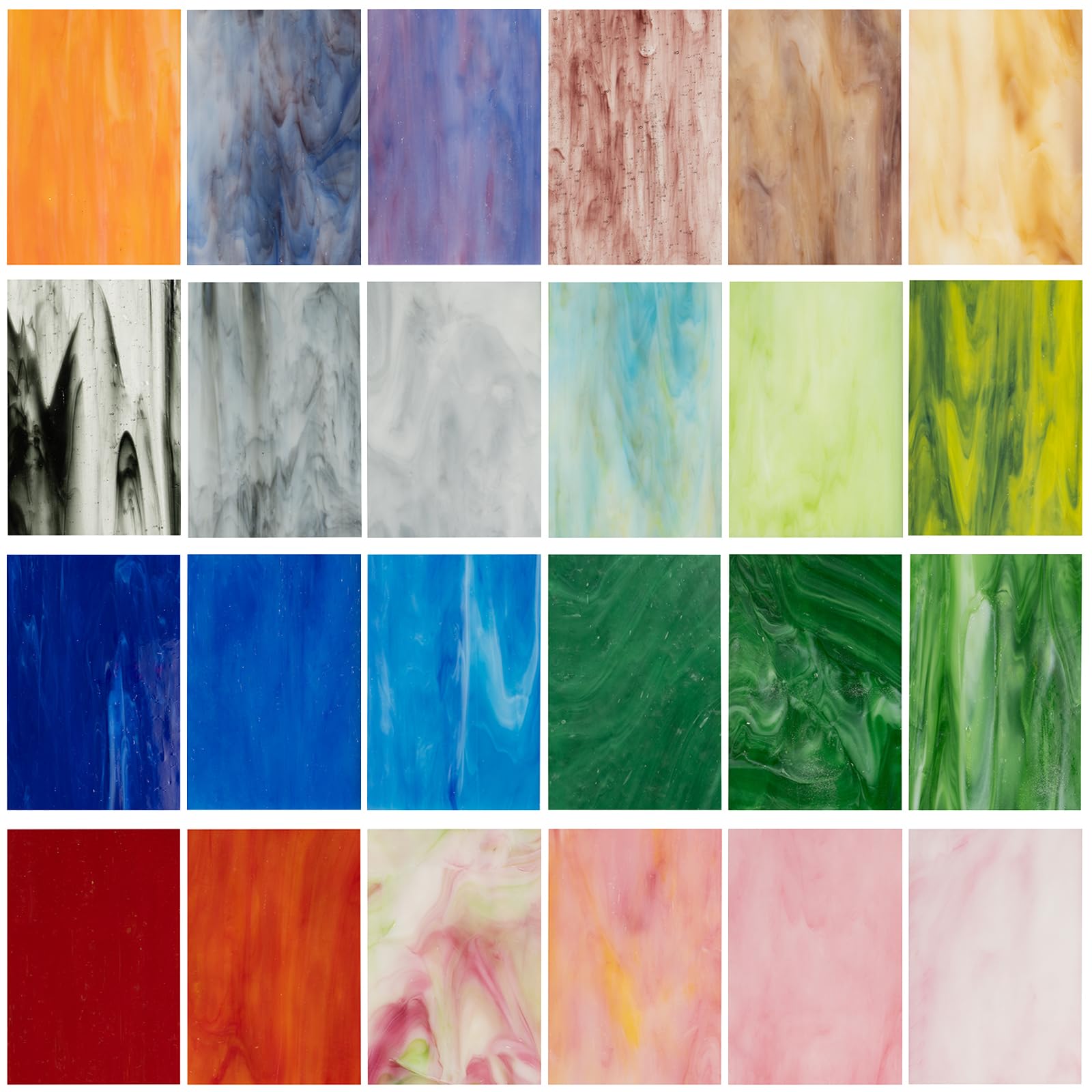 24 Pièces Verre pour Vitrail Opaque 10x15cm, Feuilles Mosaïque Irisées Couleurs Mélangées, Fournitures Loisirs Créatifs DIY, Attrape-Soleil et Décoration Maison
