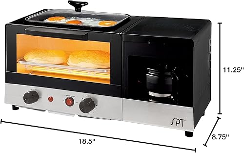 Miniatura 6 de SPT BM-1120BA: Máquina de desayuno 3 en 1 en acero inoxidable y negro, 18.5 W x 8.75 D x 11.25 H pulgadas
