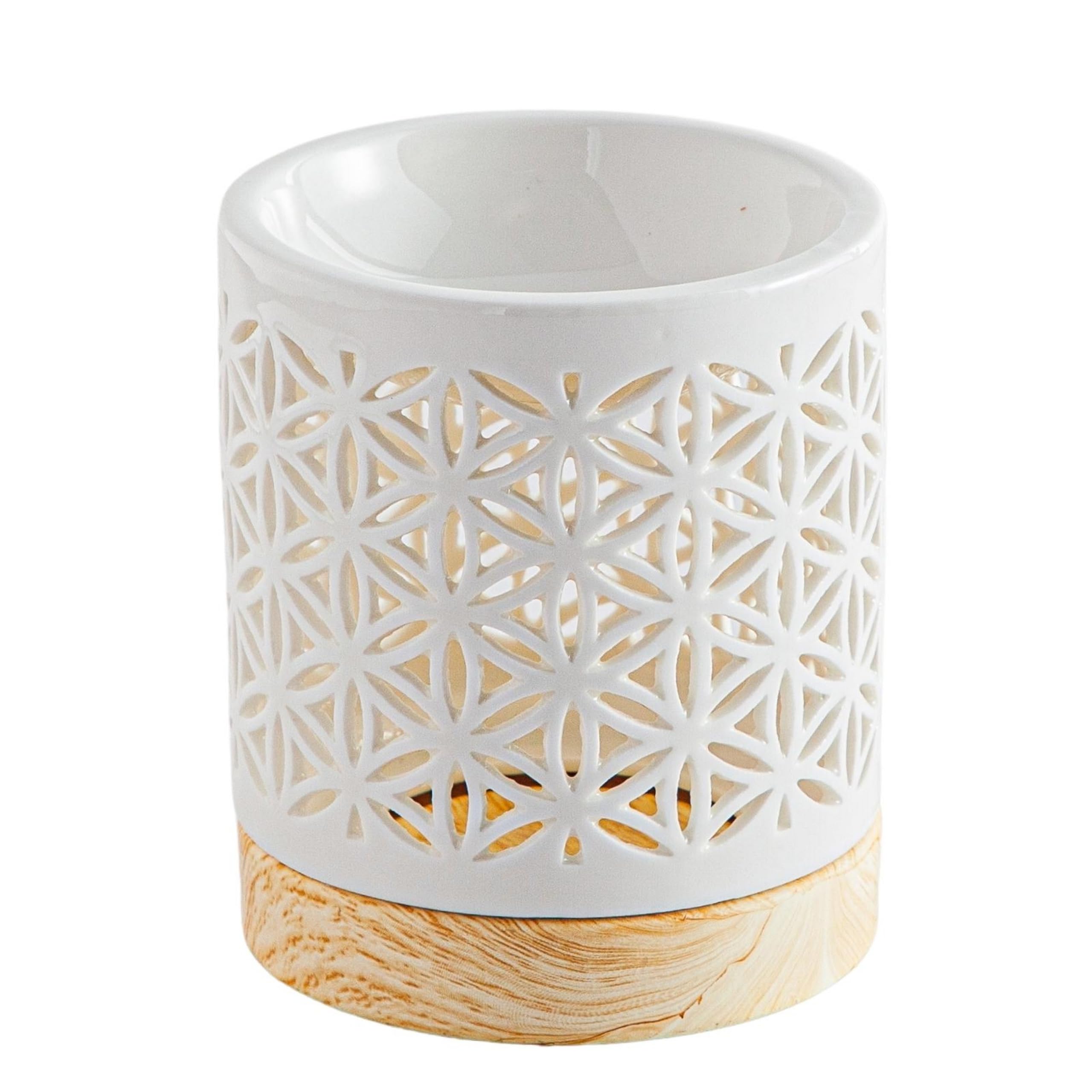 Zen'Arôme Ceramic Fragrance Burner Flower of Life – Scented Wax Melting Wax Burner – Handmade Good Luck Charm – Easy Aromatherapy – Fragrance Diffuser – Modern Symbolic Gift – 50 ml – H 10.5 cm