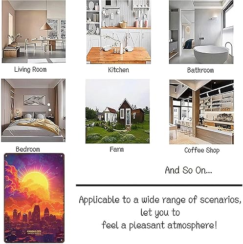 Miniatura 7 de Cartel de metal de Kansas City de Estados Unidos, diseño vintage de paisaje de ciudad, carteles de estaño retro para hombre, cueva, bar, garaje,