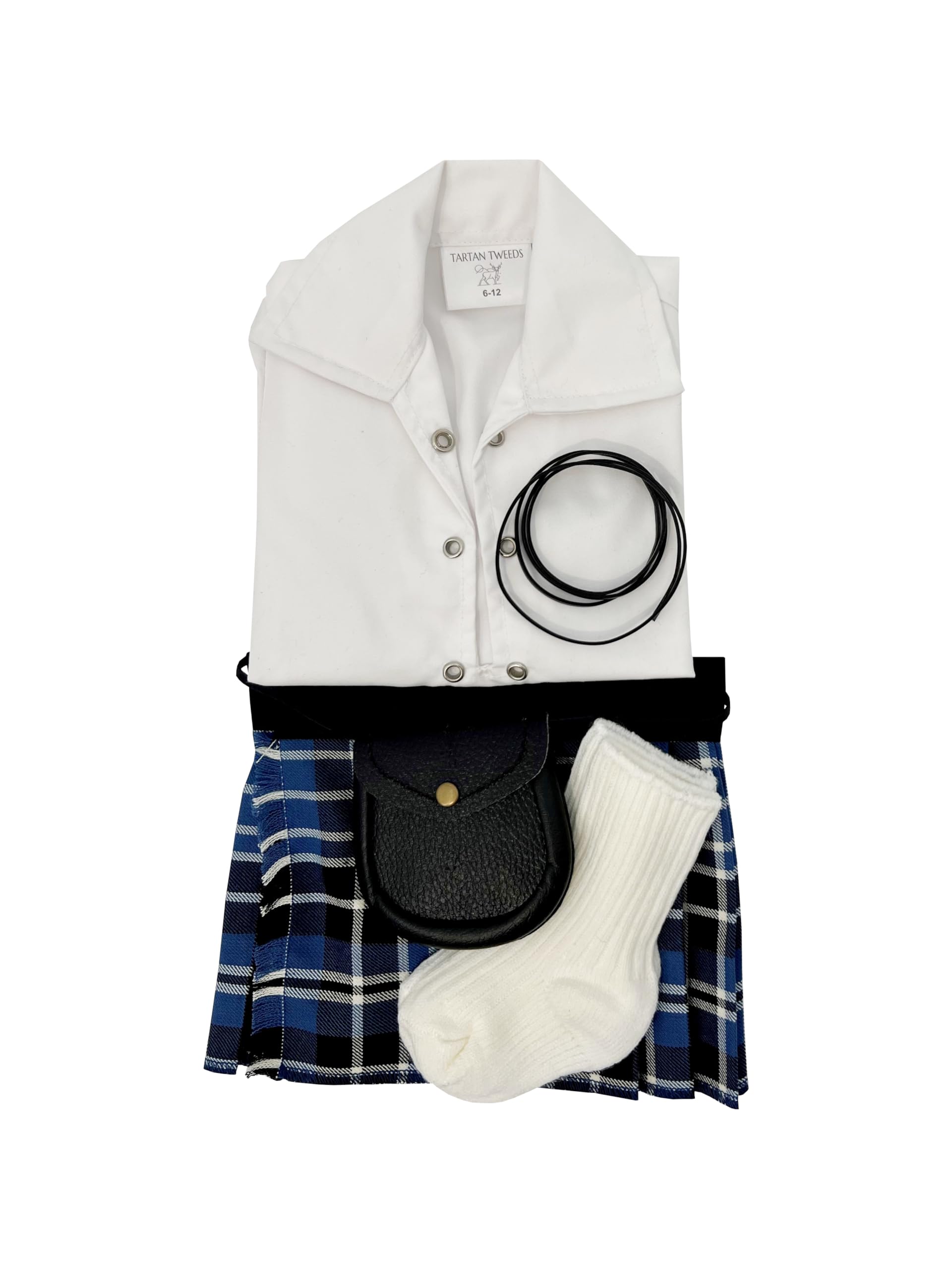 Tartan Tweeds Baby Kilt Outfit, Adjustable Waistband, Shirt, Hose, Sporran, Unisex (Clark Ancient, 6-12 Months)
