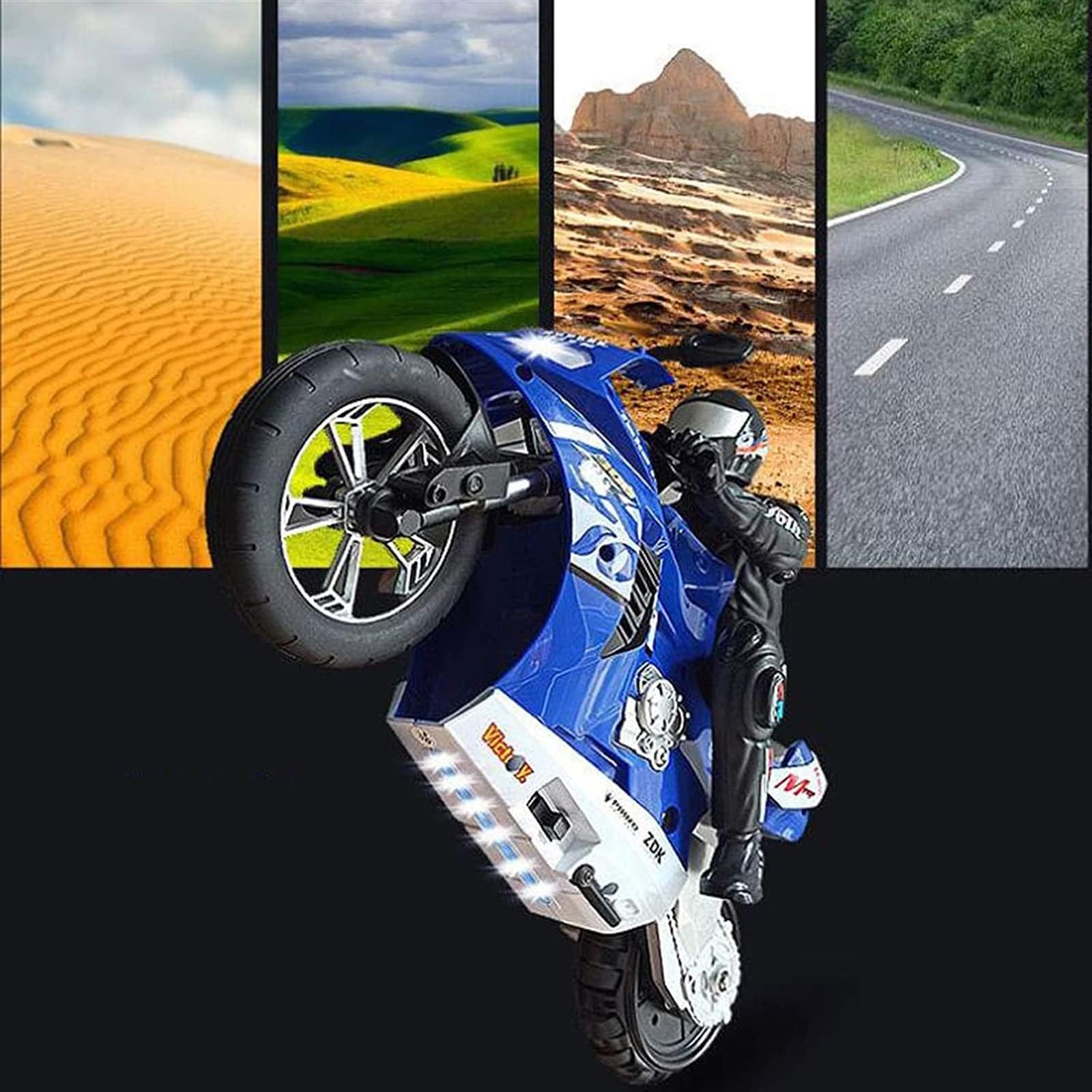 Vehículo De Carreras con Autoequilibrio Y Acrobacias con Control Remoto para Motocicleta RC De 2,4 GHz - Moto Ciclónica De Alta Velocidad 1/6 R/C Y Figura De Montar con Acción De Ruedas