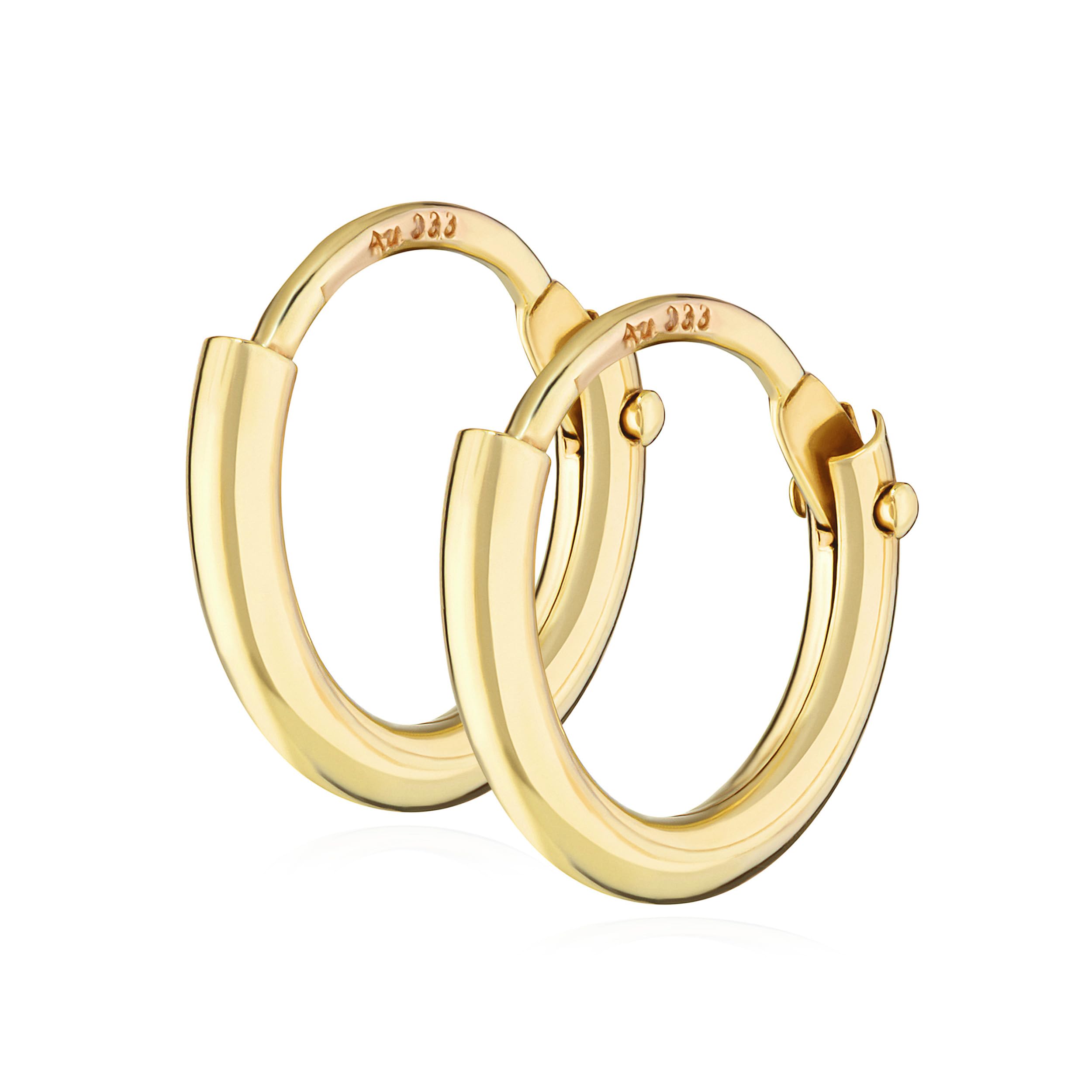 NKlaus Creolen für Herren aus 333 Gelbgold, 8 Karat, Stärke 1,3mm, 2 Stück