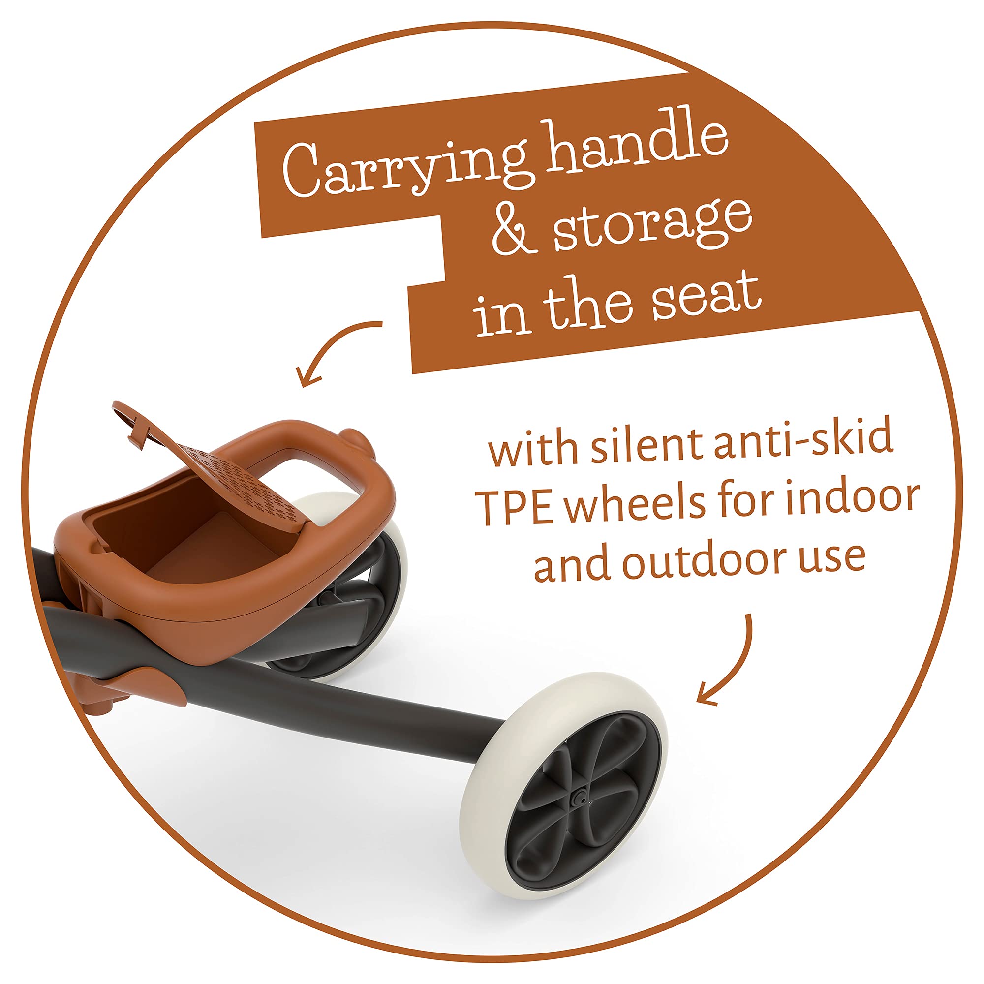 Chillafish Quadie Basket: Trotteur Bebe 4 Roues pour Les Enfants de 1 à 3 Ans, avec Un Panier à l'avant, siège réglable, poignée intégrée, Roues silencieuses Non marquantes, Noir