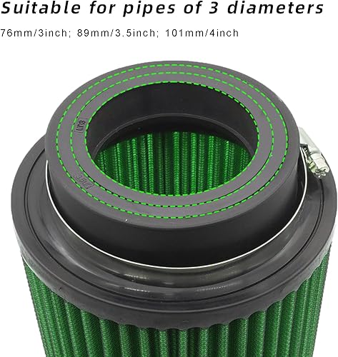 Miniatura 8 de 3 3.5 4 pulg. Filtro de admisión de aire frío 76mm 89mm 101mm Filtros de cono de rendimiento universal para coche deportivo de carreras 3 tamaños en