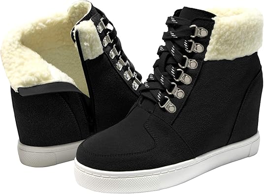 Fur lined wedge sneakers Clearance