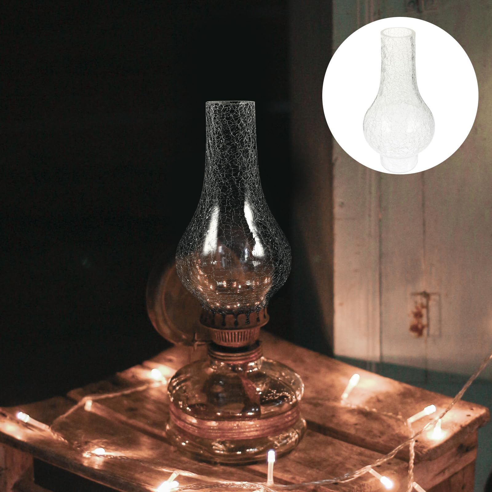 GANAZONO Lámpara de aceite para chimenea de queroseno, pantalla de cristal de repuesto para lámpara de aceite vintage, cubierta de lámpara resistente al viento (transparente)