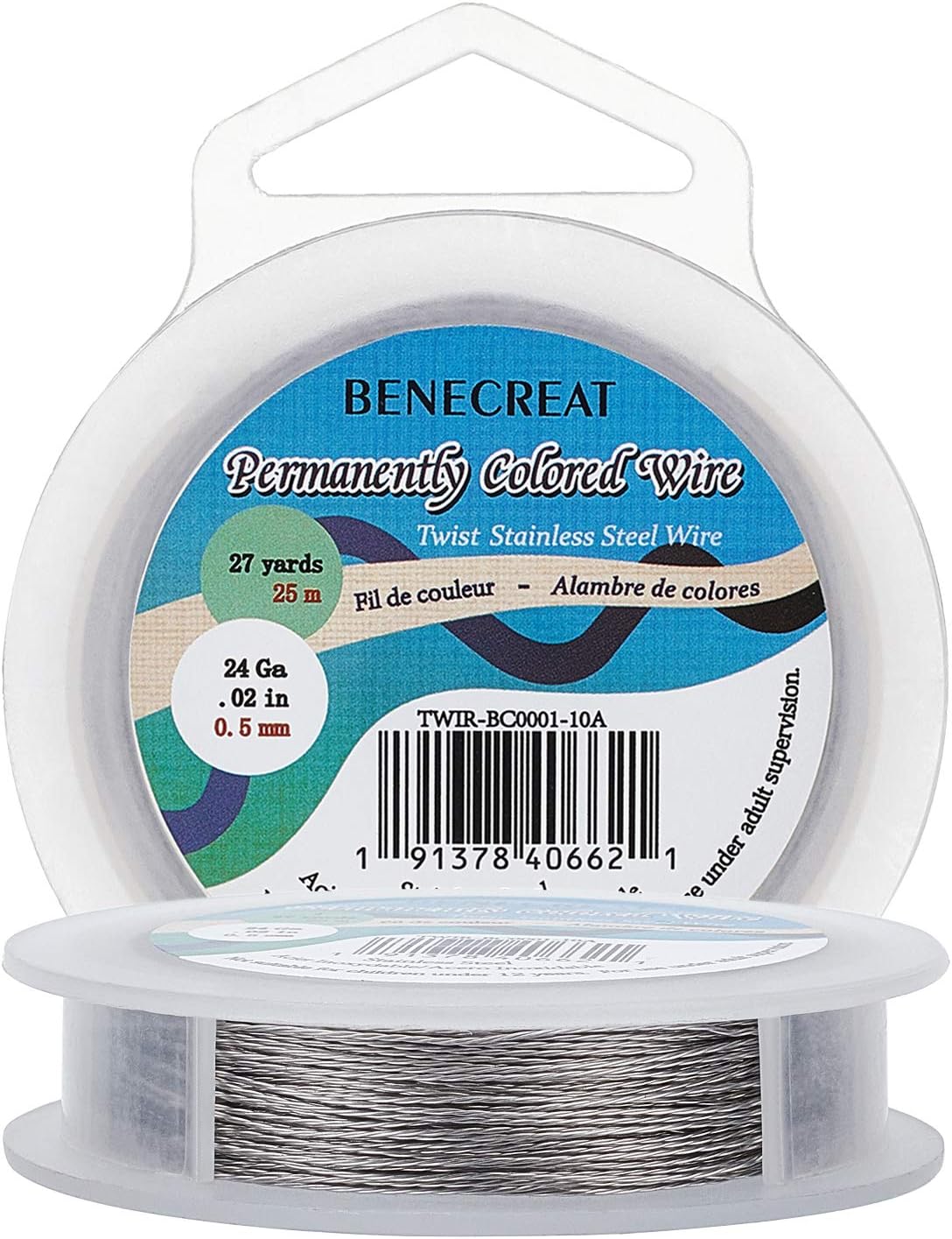 PATIKIL Fil En Acier Inoxydable 304 - 0,12 Mm - Calibre 36 - Pour La Fabrication De Bijoux, Bracelets, Loisirs Créatifs - Argenté