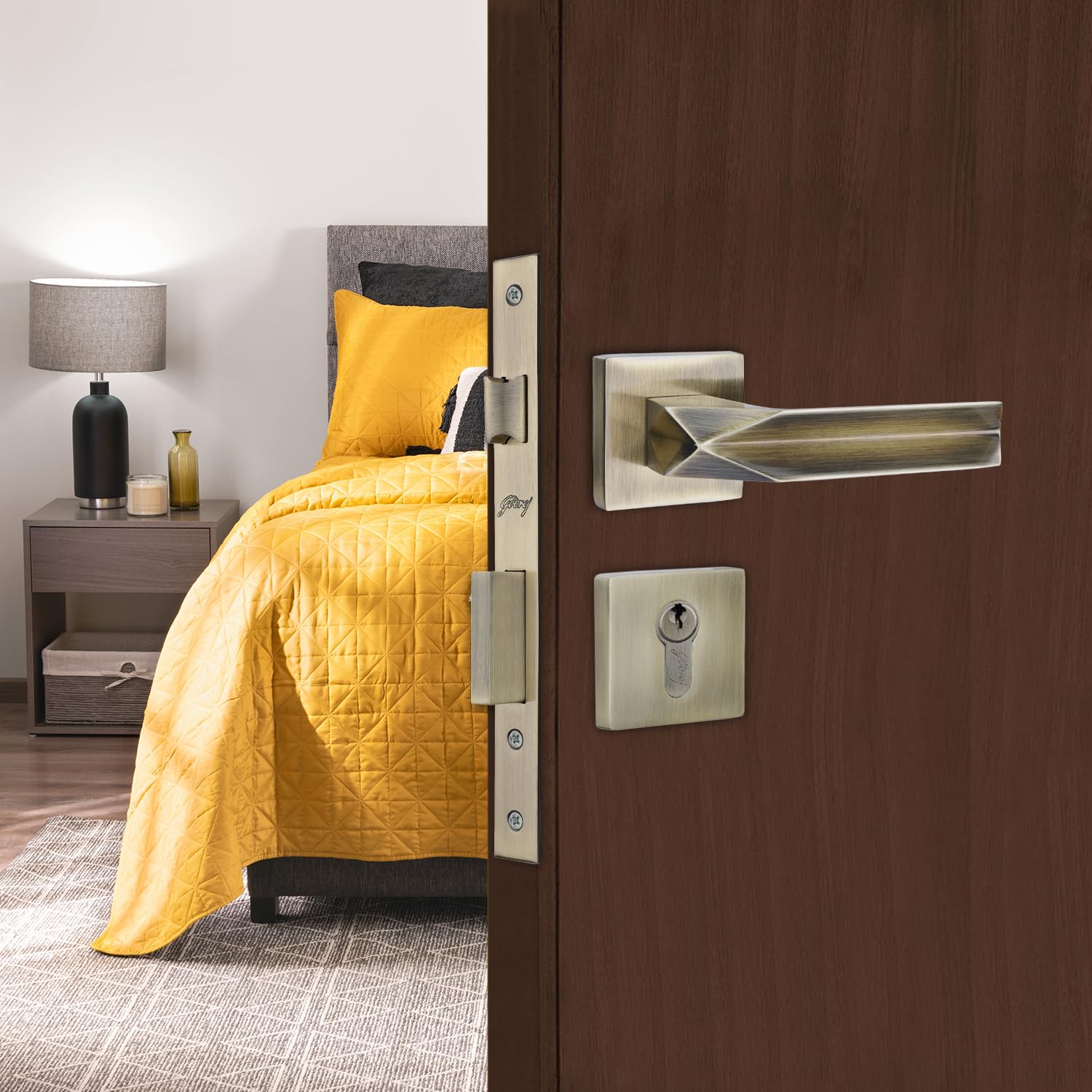 Godrej Locking Solutions and Systems Mortise Lock|Handle Lock Set|Cameo Rossette Home Décor Handle|Antique Brass Finish|240 Mm Lockbody|Ulturo Europrofile Cylinder 60 Mm Knob From Inside&With 4 Keys (B0CP91MJZR) Amazon Price History, Amazon Price Tracker