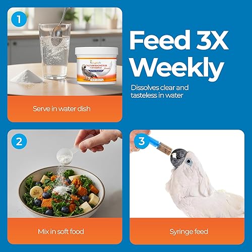 Miniatura 3 de UnRuffledRx™ Bird Calcium Plus with Magnesium and D3, Dissolves Clear and Tasteless in Water, Supports Bone, Muscle, Feather and Egg Health, 45